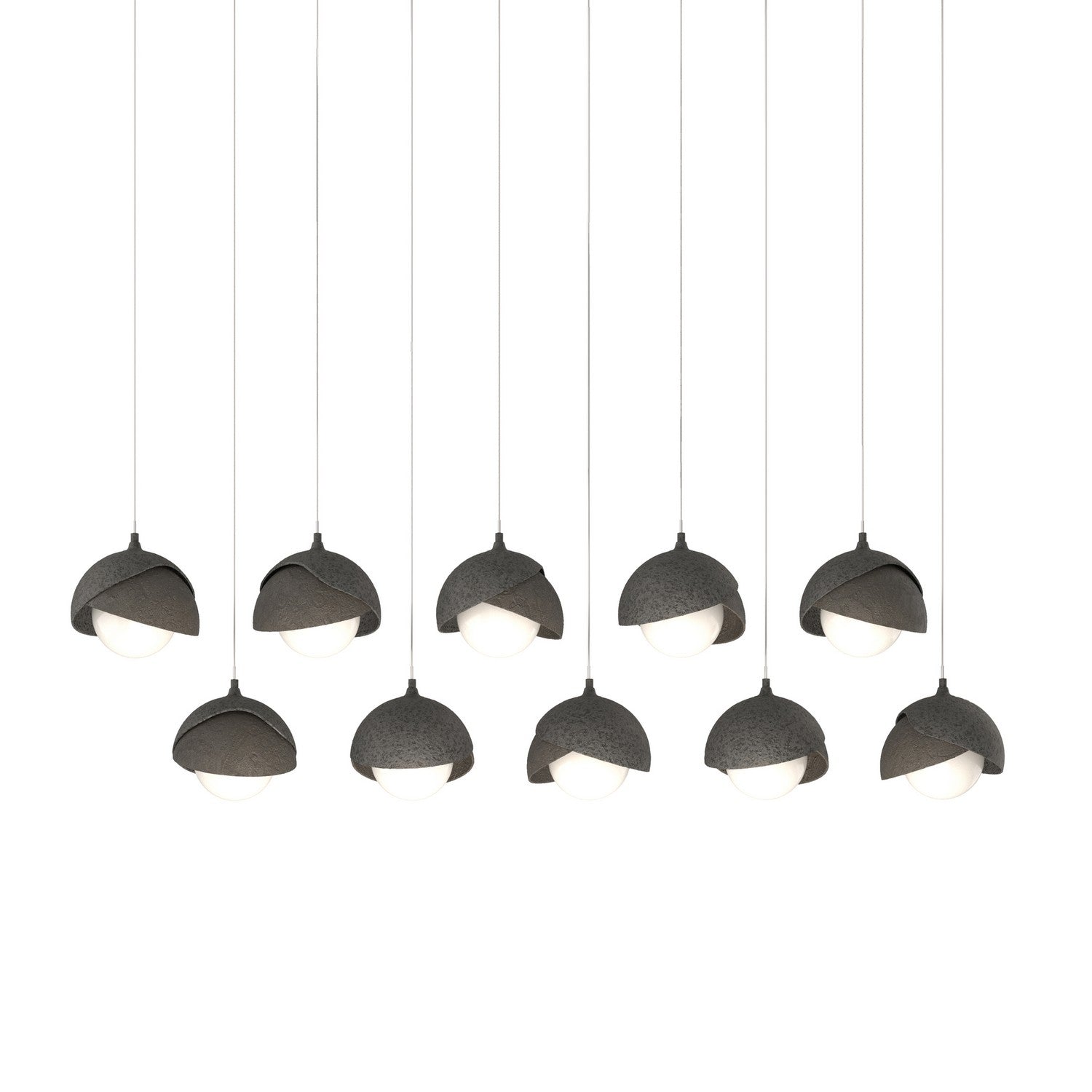 Hubbardton Forge - 131205-SKT-LONG-20-07-GG0711 - Brooklyn 10-Light Double Shade Pendant - Brooklyn - Natural Iron
