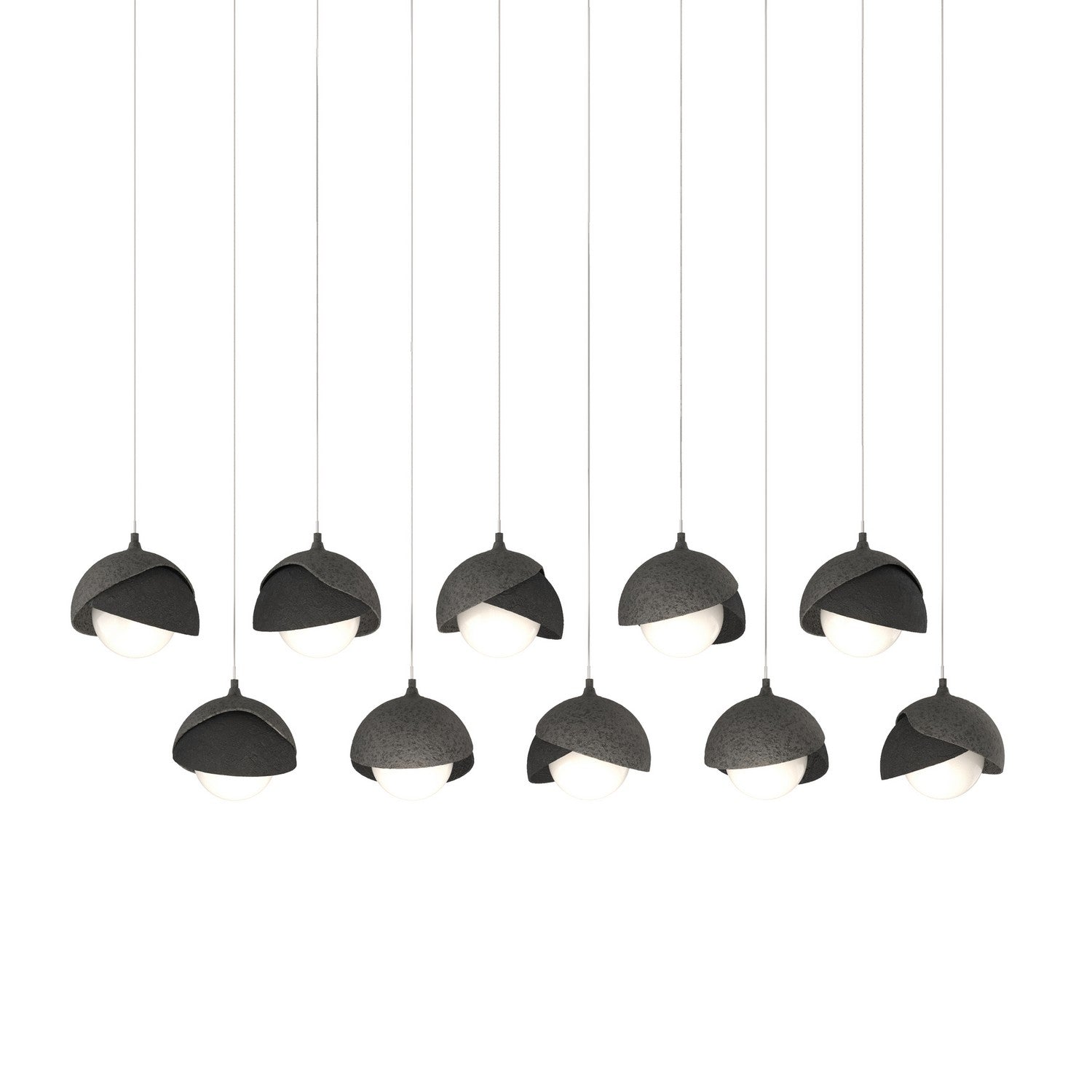 Hubbardton Forge - 131205-SKT-LONG-20-10-GG0711 - Brooklyn 10-Light Double Shade Pendant - Brooklyn - Natural Iron