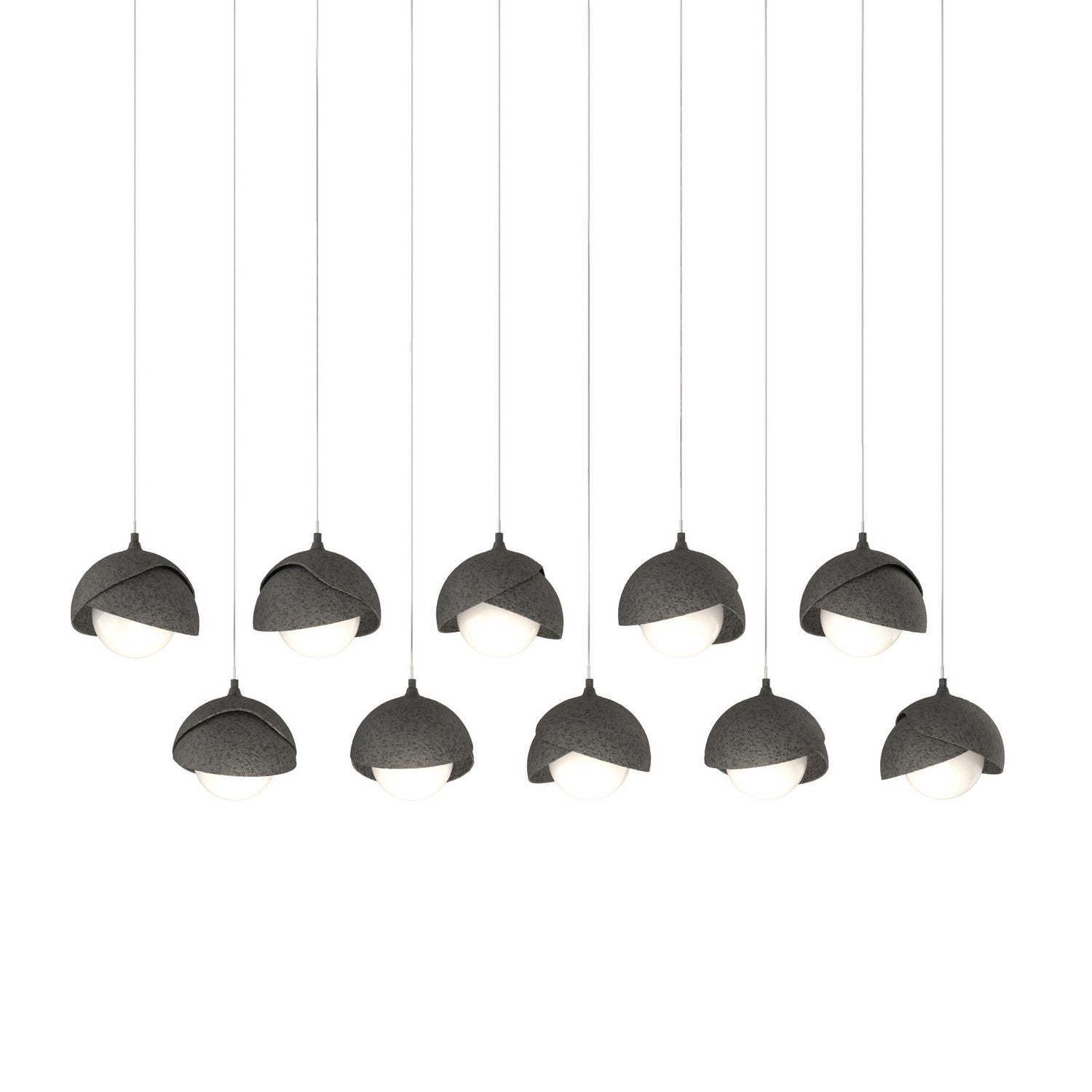 Hubbardton Forge - 131205-SKT-LONG-20-20-GG0711 - Brooklyn 10-Light Double Shade Pendant - Brooklyn - Natural Iron