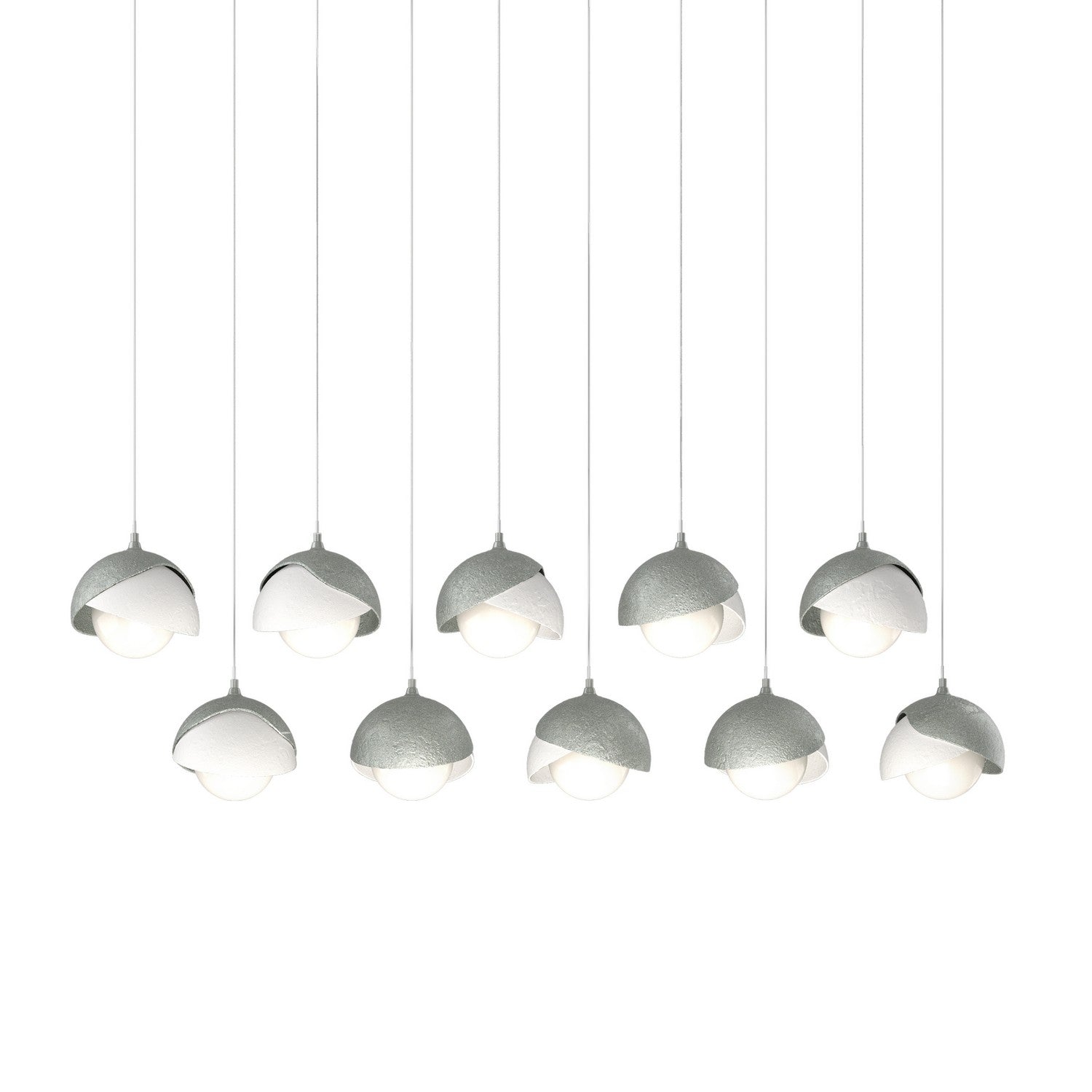Hubbardton Forge - 131205-SKT-LONG-82-02-GG0711 - Brooklyn 10-Light Double Shade Pendant - Brooklyn - Vintage Platinum