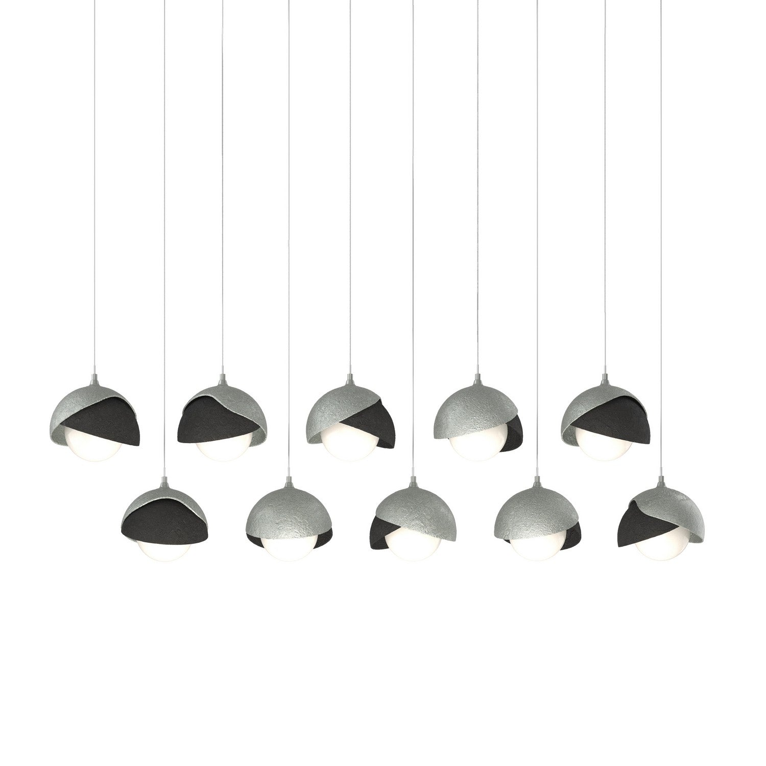 Hubbardton Forge - 131205-SKT-LONG-82-10-GG0711 - Brooklyn 10-Light Double Shade Pendant - Brooklyn - Vintage Platinum