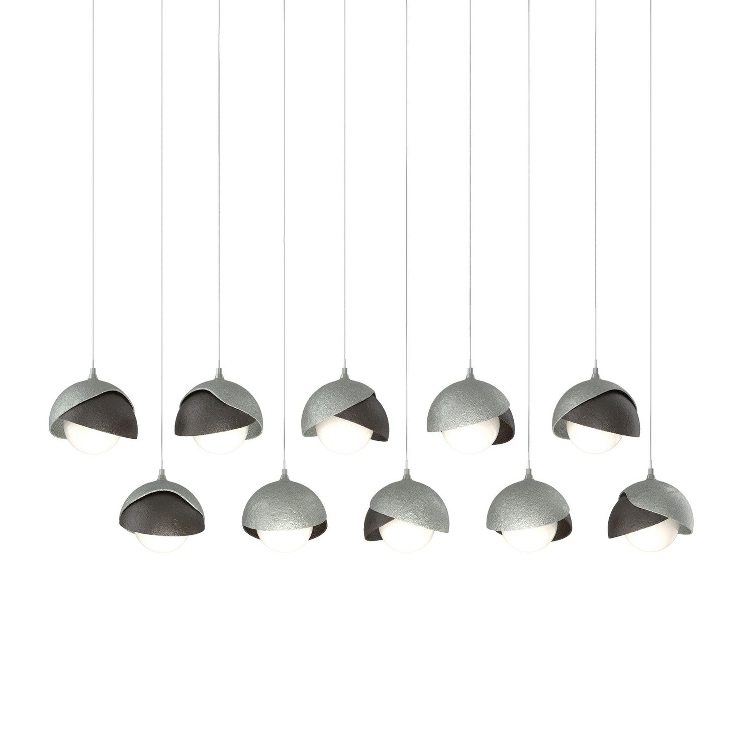 Hubbardton Forge - 131205-SKT-LONG-82-14-GG0711 - Brooklyn 10-Light Double Shade Pendant - Brooklyn - Vintage Platinum