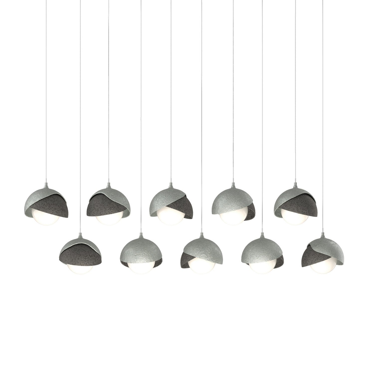 Hubbardton Forge - 131205-SKT-LONG-82-20-GG0711 - Brooklyn 10-Light Double Shade Pendant - Brooklyn - Vintage Platinum