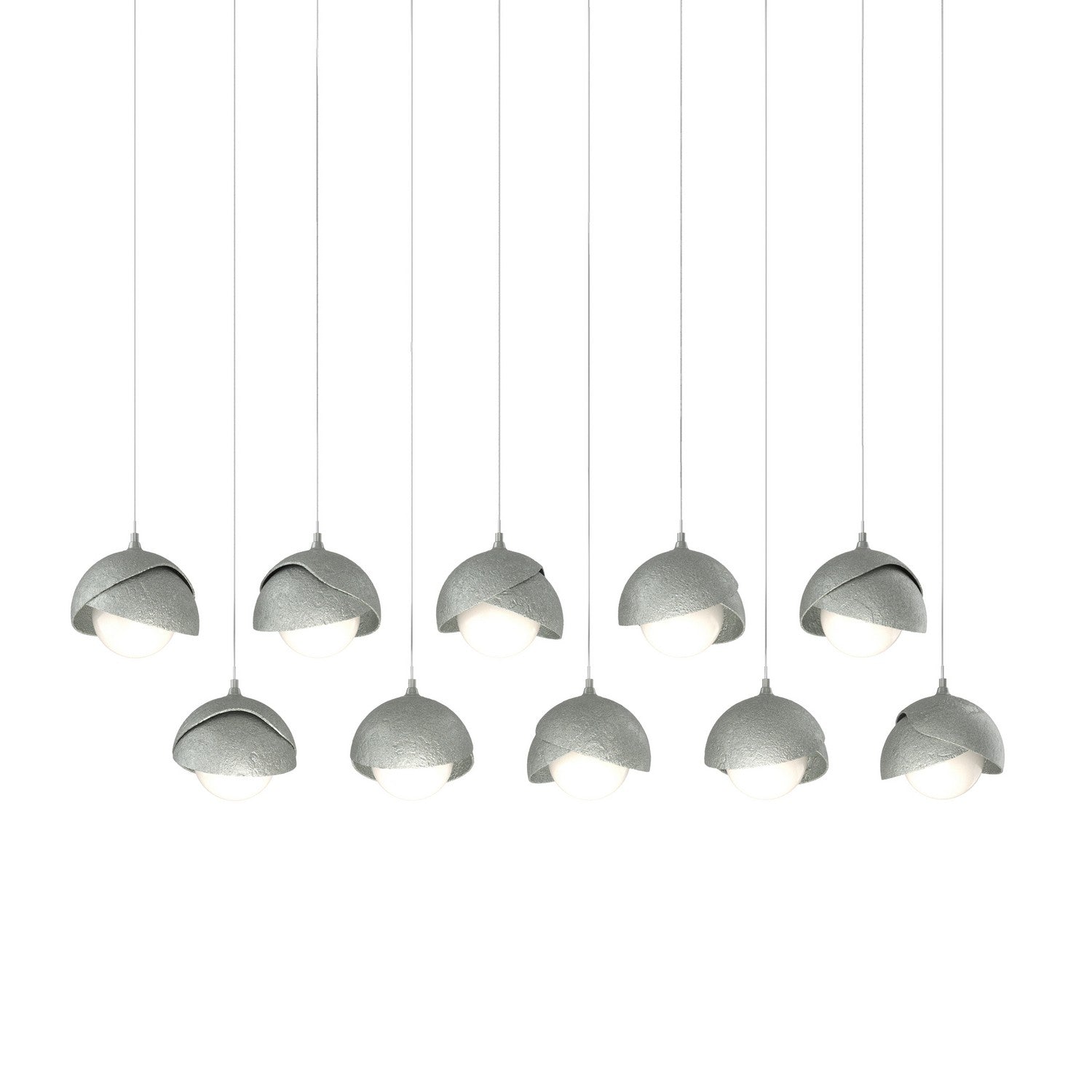 Hubbardton Forge - 131205-SKT-LONG-82-82-GG0711 - Brooklyn 10-Light Double Shade Pendant - Brooklyn - Vintage Platinum