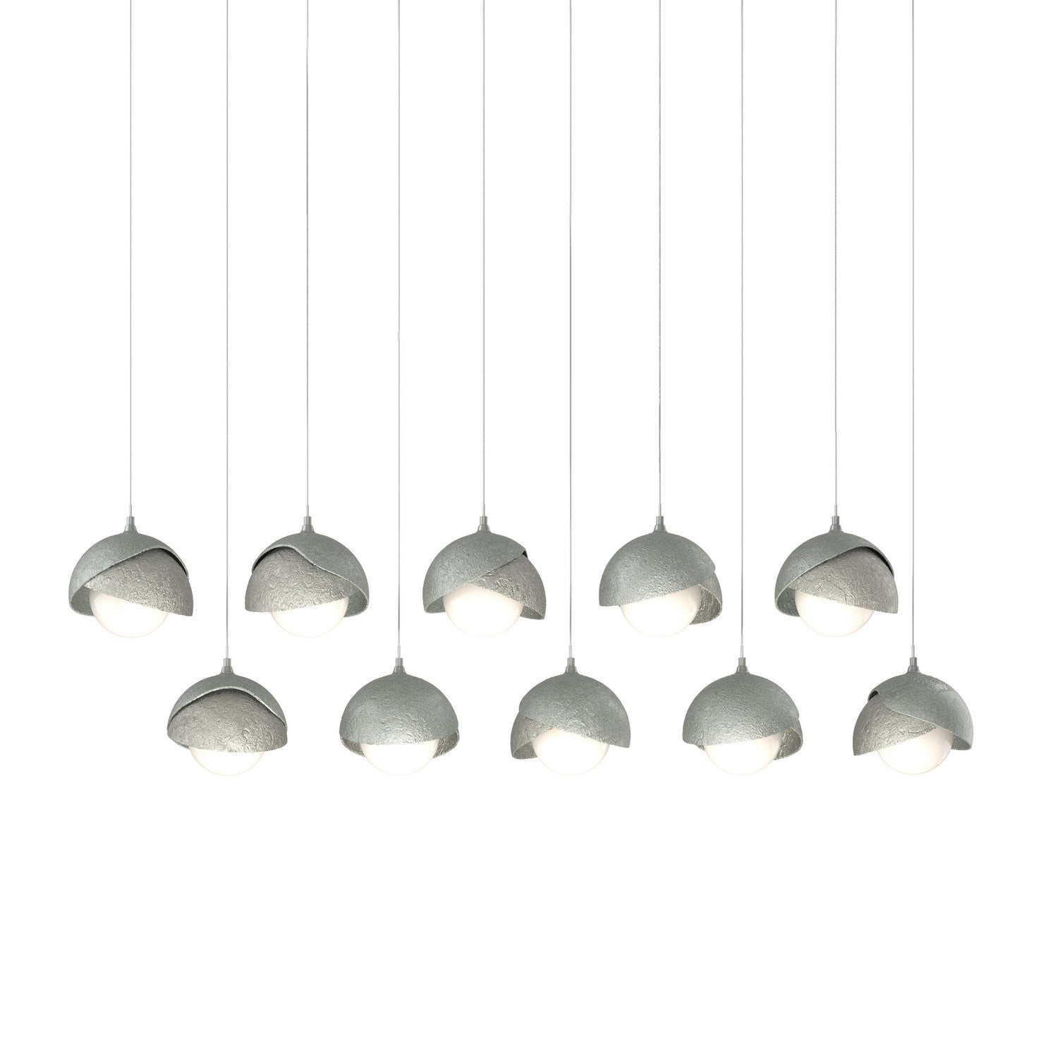 Hubbardton Forge - 131205-SKT-LONG-82-85-GG0711 - Brooklyn 10-Light Double Shade Pendant - Brooklyn - Vintage Platinum