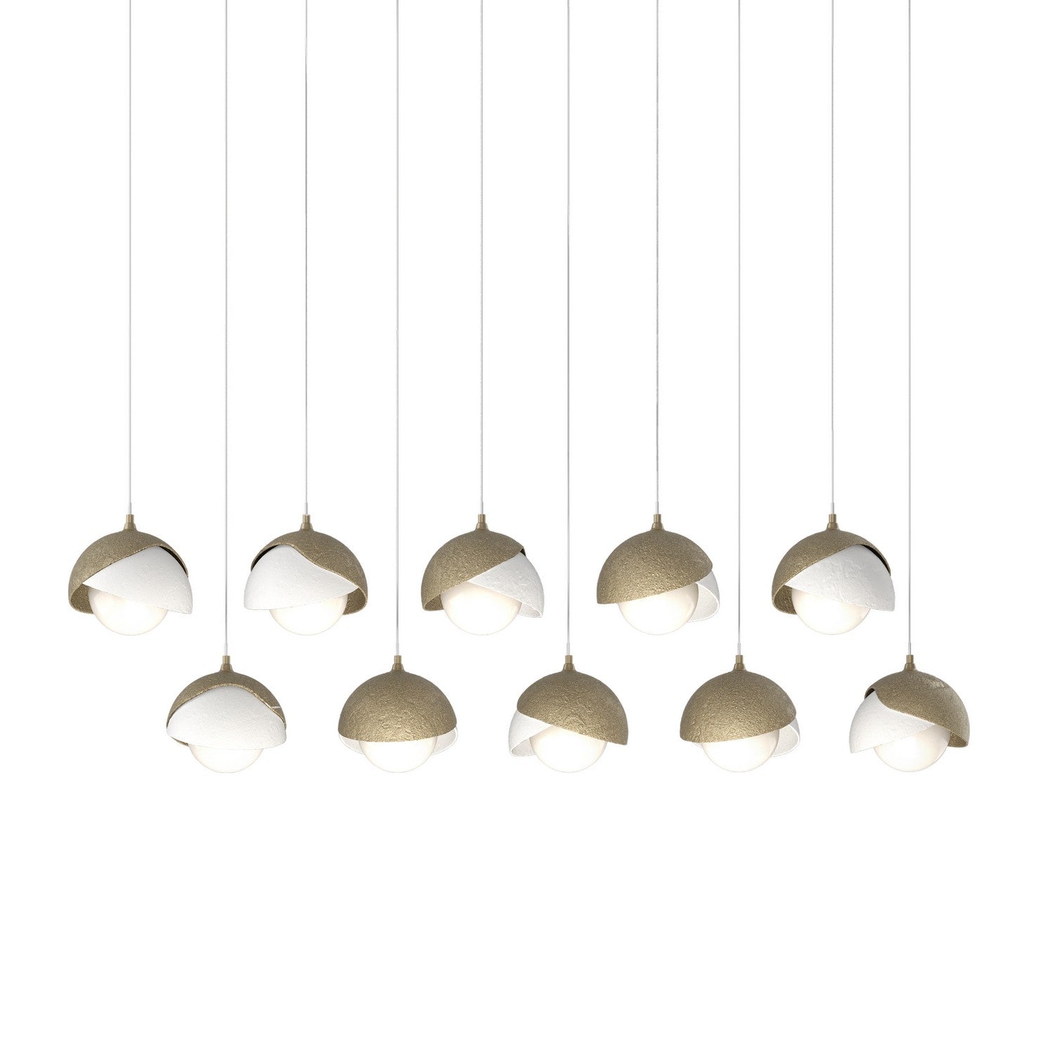 Hubbardton Forge - 131205-SKT-LONG-84-02-GG0711 - Brooklyn 10-Light Double Shade Pendant - Brooklyn - Soft Gold