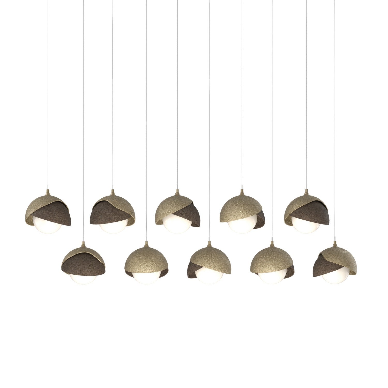 Hubbardton Forge - 131205-SKT-LONG-84-05-GG0711 - Brooklyn 10-Light Double Shade Pendant - Brooklyn - Soft Gold