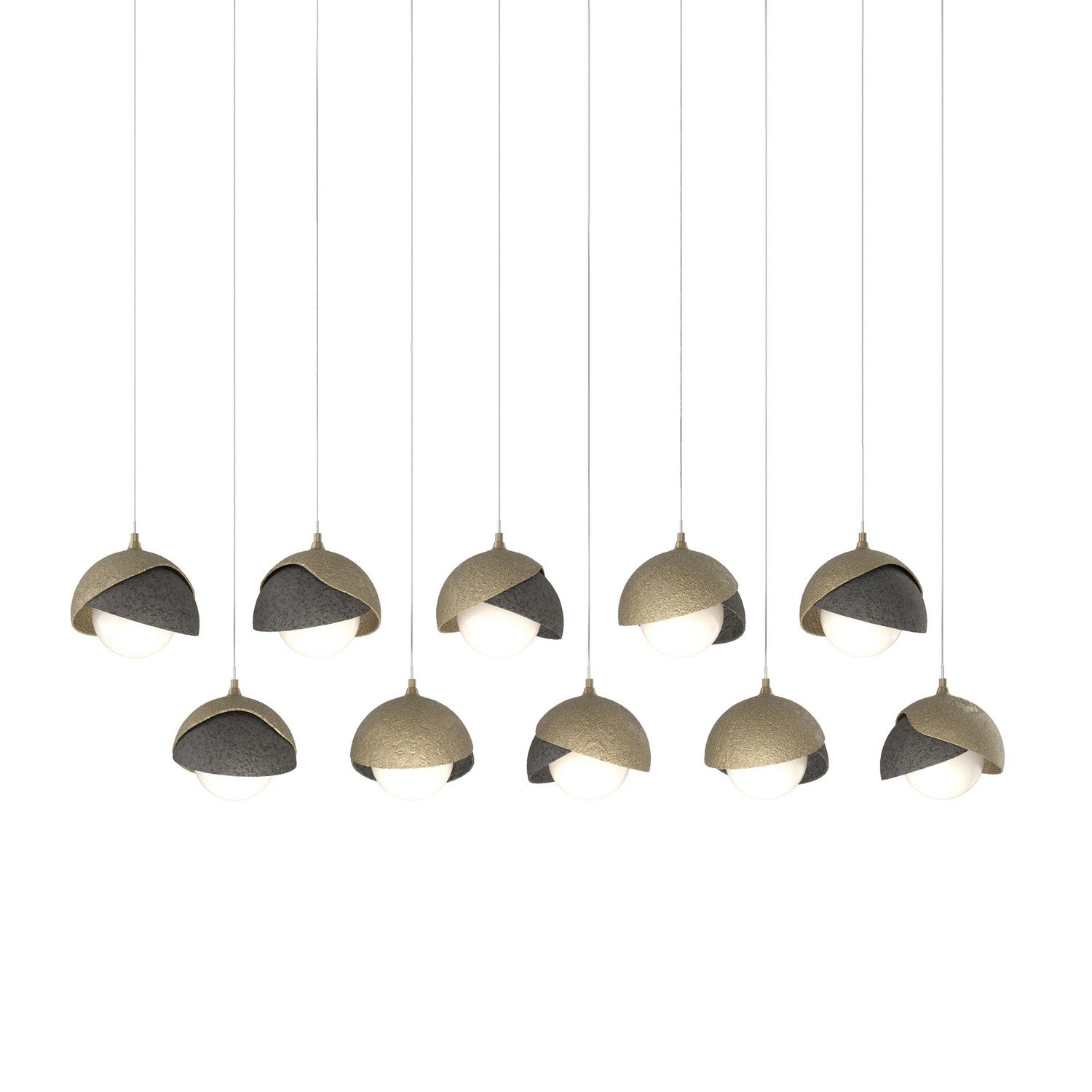 Hubbardton Forge - 131205-SKT-LONG-84-20-GG0711 - Brooklyn 10-Light Double Shade Pendant - Brooklyn - Soft Gold