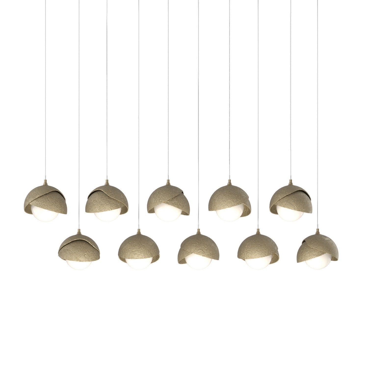 Hubbardton Forge - 131205-SKT-LONG-84-84-GG0711 - Brooklyn 10-Light Double Shade Pendant - Brooklyn - Soft Gold