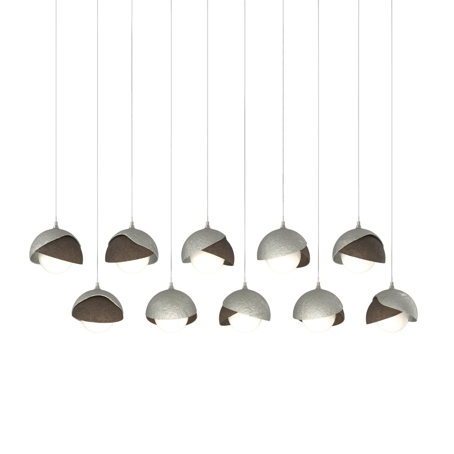 Hubbardton Forge - 131205-SKT-LONG-85-05-GG0711 - Brooklyn 10-Light Double Shade Pendant - Brooklyn - Sterling