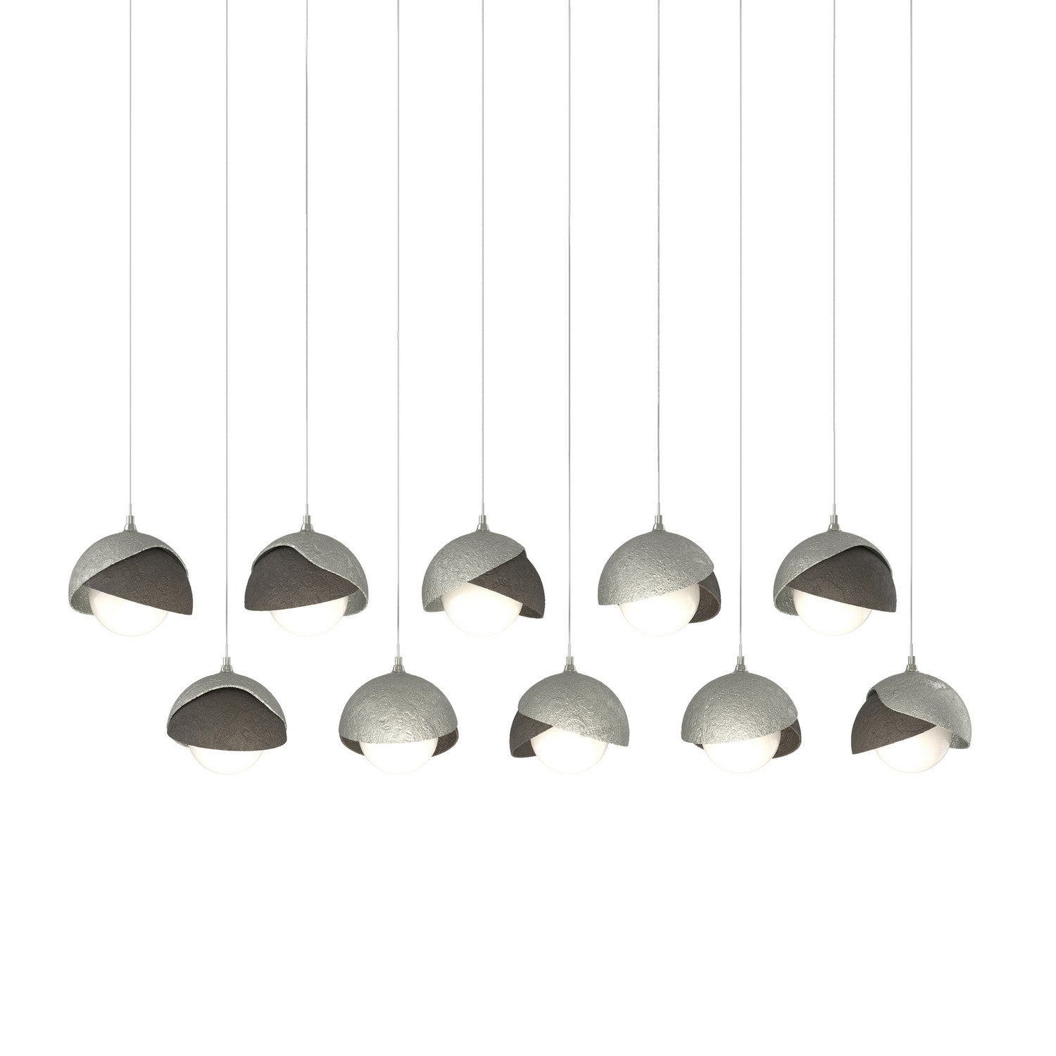 Hubbardton Forge - 131205-SKT-LONG-85-07-GG0711 - Brooklyn 10-Light Double Shade Pendant - Brooklyn - Sterling