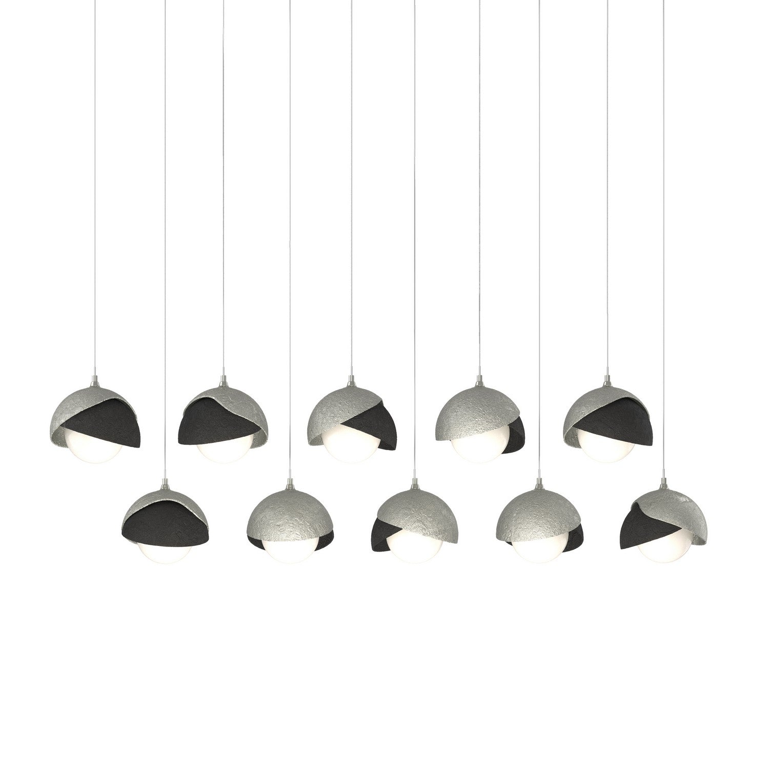 Hubbardton Forge - 131205-SKT-LONG-85-10-GG0711 - Brooklyn 10-Light Double Shade Pendant - Brooklyn - Sterling