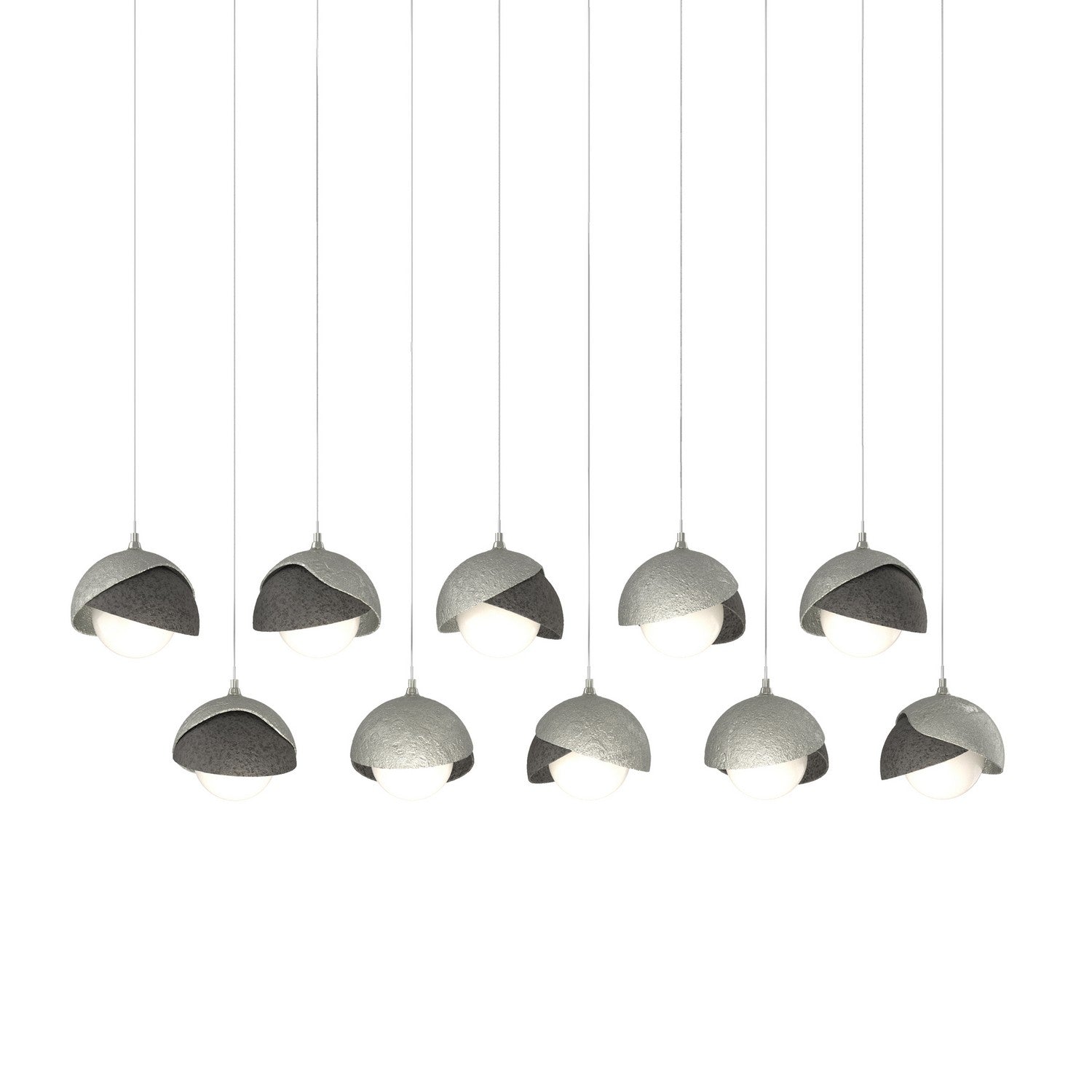 Hubbardton Forge - 131205-SKT-LONG-85-20-GG0711 - Brooklyn 10-Light Double Shade Pendant - Brooklyn - Sterling