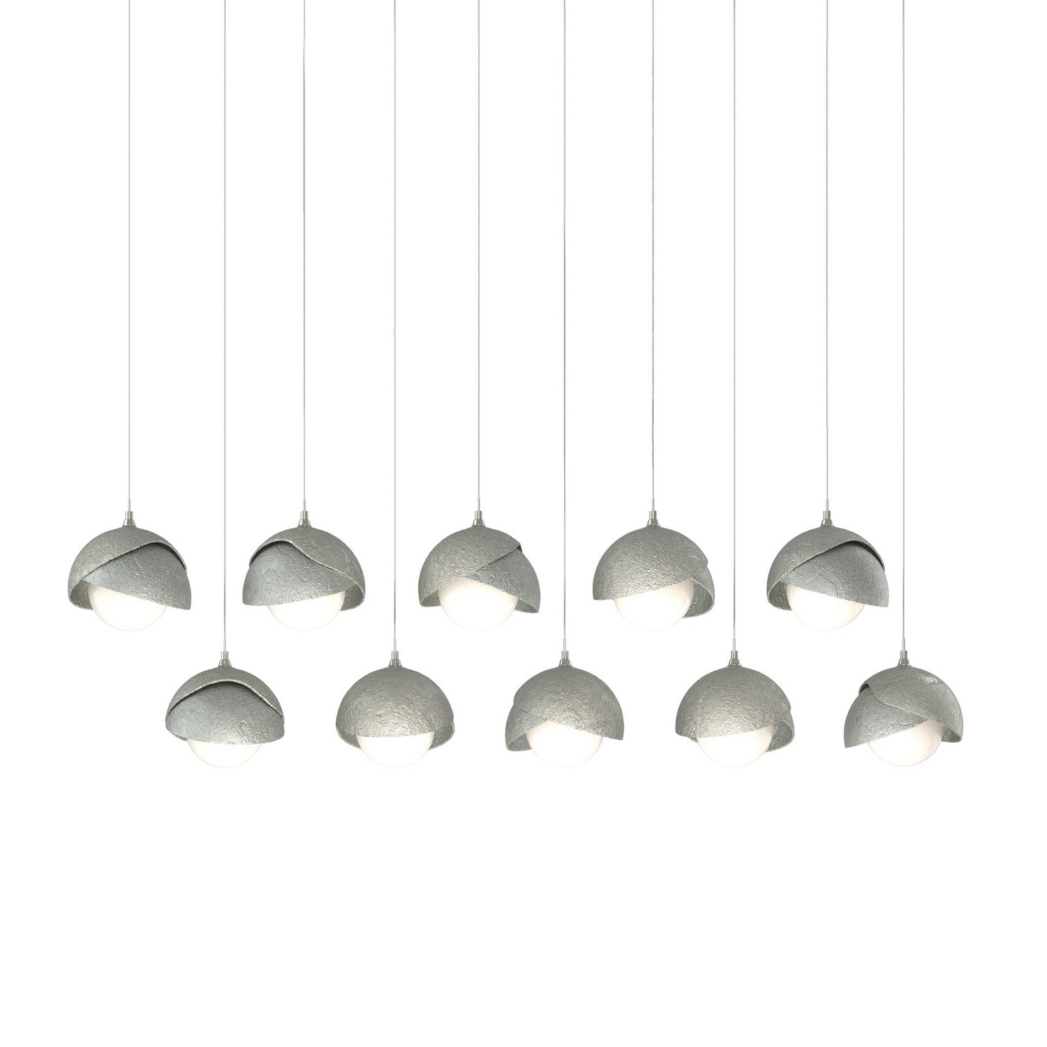 Hubbardton Forge - 131205-SKT-LONG-85-82-GG0711 - Brooklyn 10-Light Double Shade Pendant - Brooklyn - Sterling