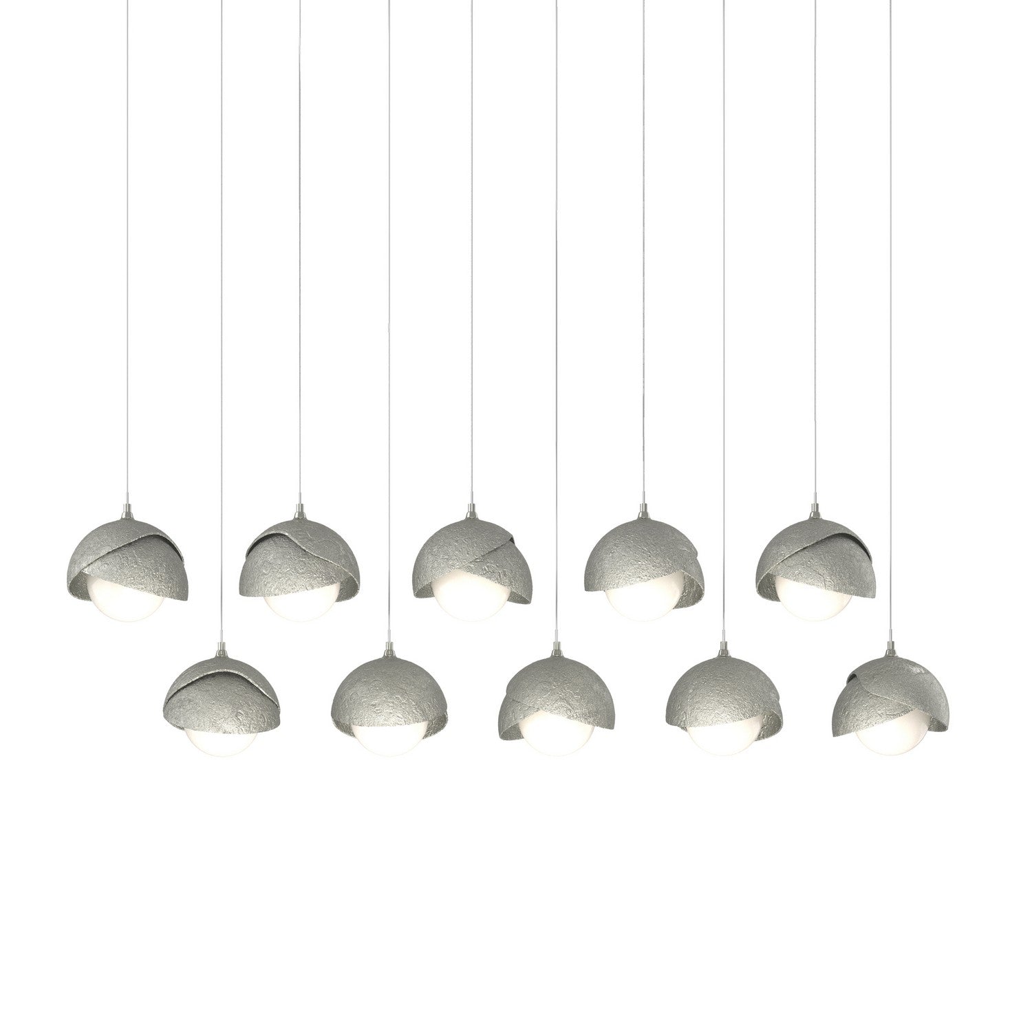 Hubbardton Forge - 131205-SKT-LONG-85-85-GG0711 - Brooklyn 10-Light Double Shade Pendant - Brooklyn - Sterling