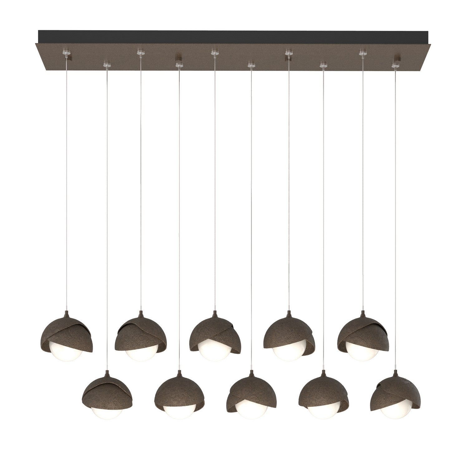 Hubbardton Forge - 131205-SKT-STND-05-05-GG0711 - Brooklyn 10-Light Double Shade Pendant - Brooklyn - Bronze