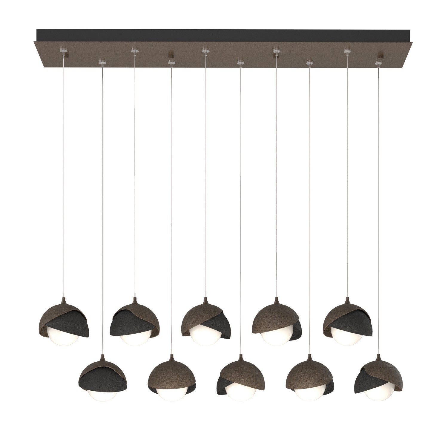 Hubbardton Forge - 131205-SKT-STND-05-10-GG0711 - Brooklyn 10-Light Double Shade Pendant - Brooklyn - Bronze