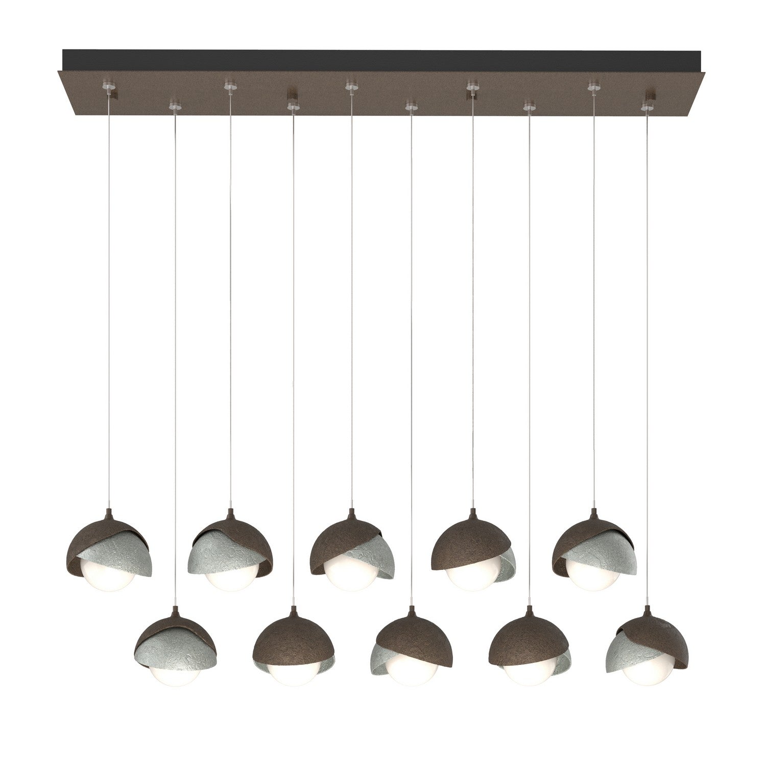 Hubbardton Forge - 131205-SKT-STND-05-82-GG0711 - Brooklyn 10-Light Double Shade Pendant - Brooklyn - Bronze