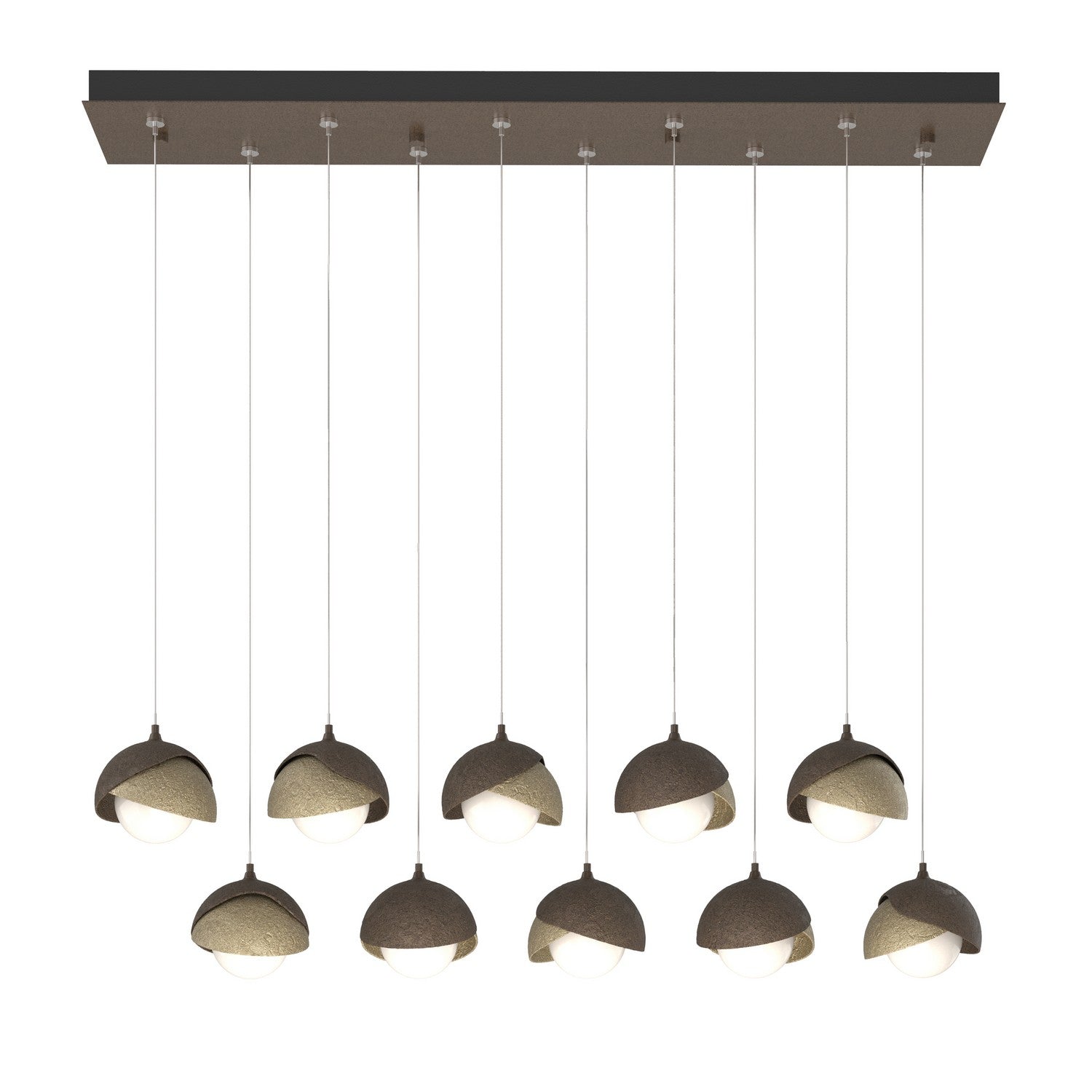 Hubbardton Forge - 131205-SKT-STND-05-84-GG0711 - Brooklyn 10-Light Double Shade Pendant - Brooklyn - Bronze