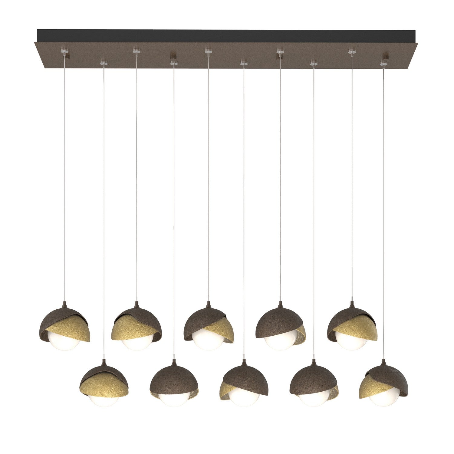 Hubbardton Forge - 131205-SKT-STND-05-86-GG0711 - Brooklyn 10-Light Double Shade Pendant - Brooklyn - Bronze