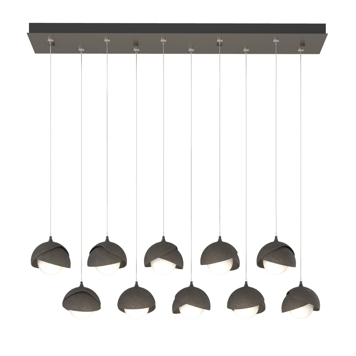 Hubbardton Forge - 131205-SKT-STND-07-07-GG0711 - Brooklyn 10-Light Double Shade Pendant - Brooklyn - Dark Smoke
