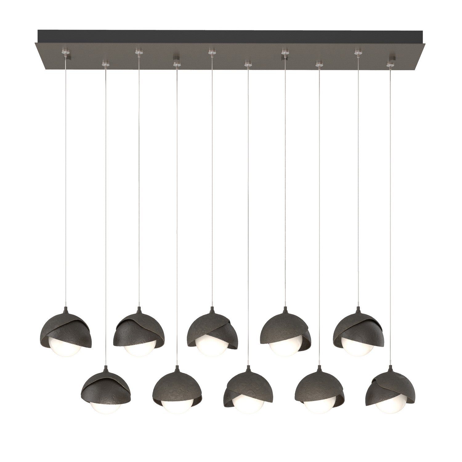 Hubbardton Forge - 131205-SKT-STND-07-14-GG0711 - Brooklyn 10-Light Double Shade Pendant - Brooklyn - Dark Smoke
