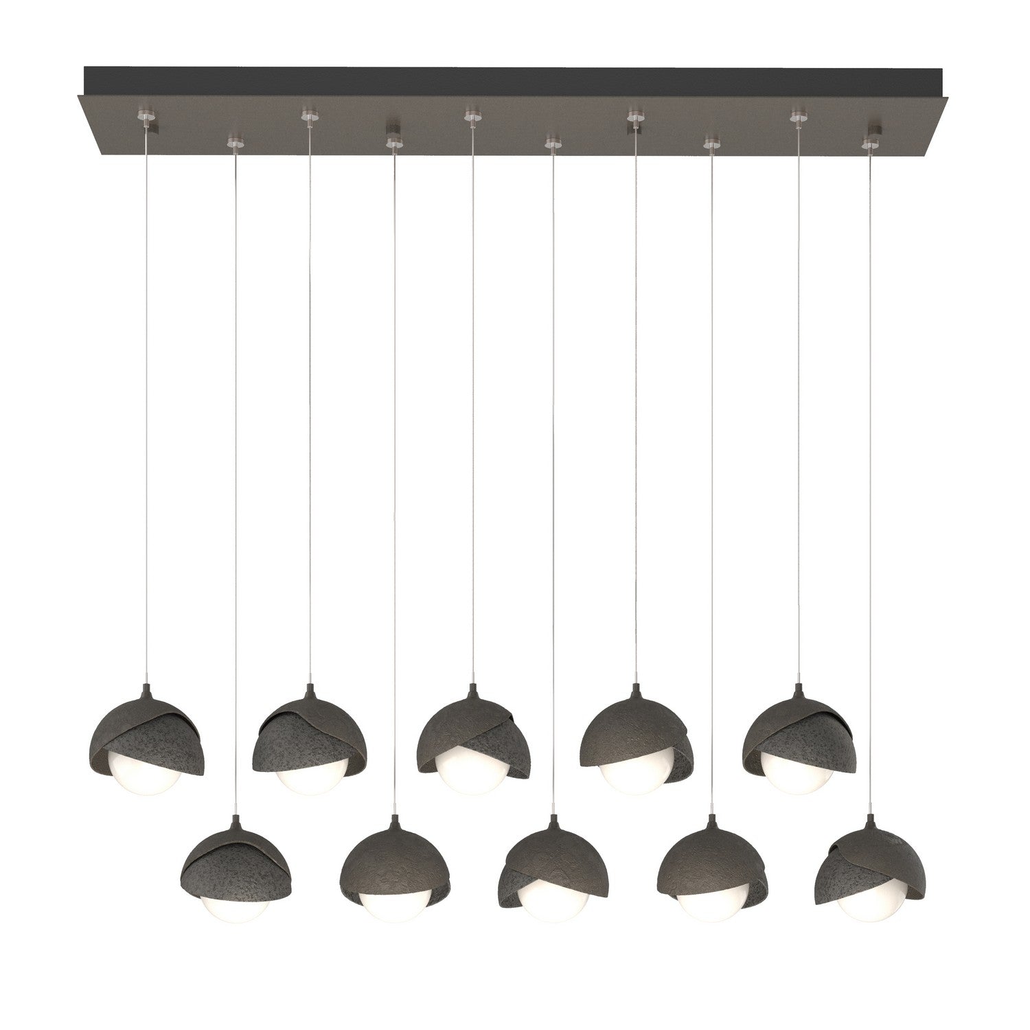 Hubbardton Forge - 131205-SKT-STND-07-20-GG0711 - Brooklyn 10-Light Double Shade Pendant - Brooklyn - Dark Smoke
