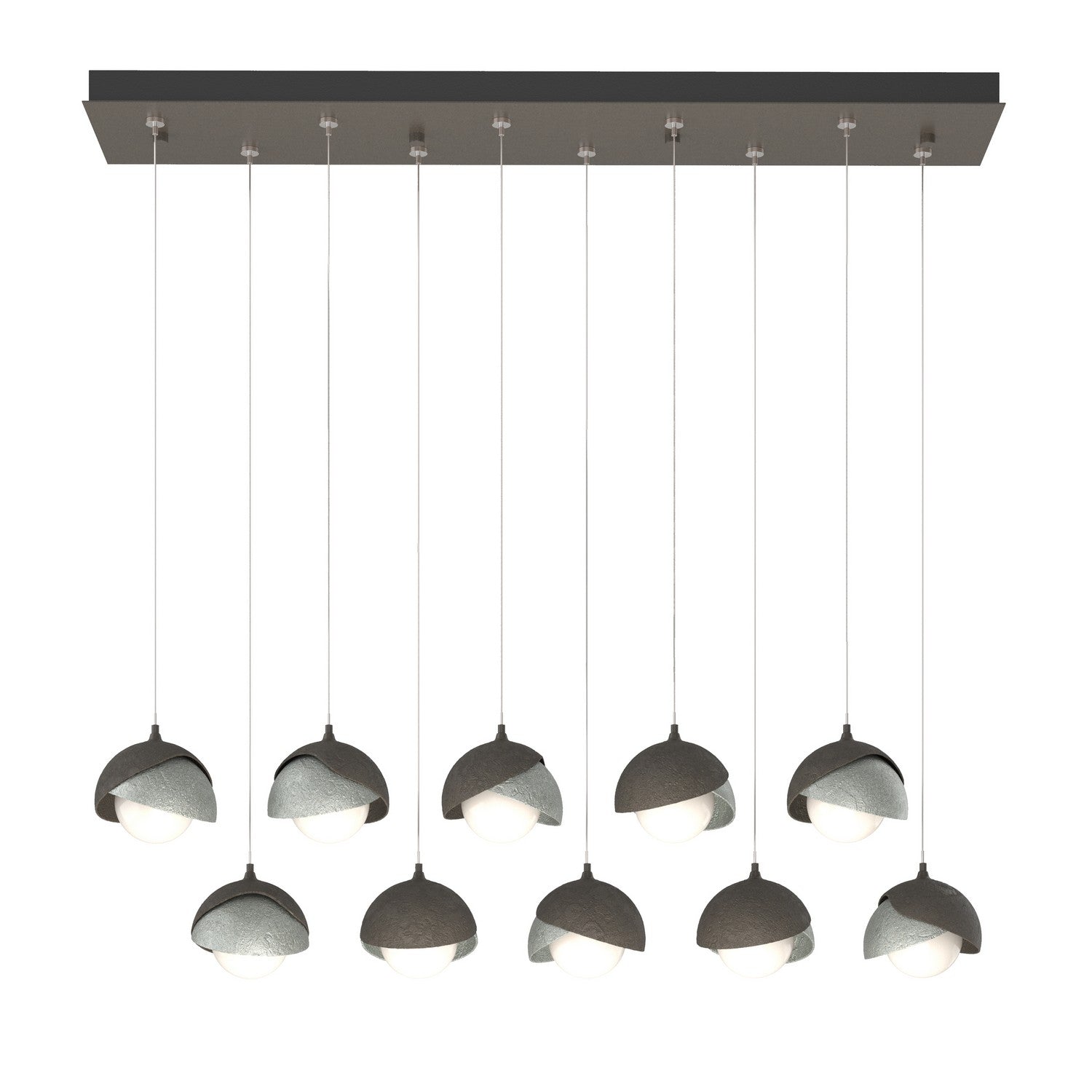 Hubbardton Forge - 131205-SKT-STND-07-82-GG0711 - Brooklyn 10-Light Double Shade Pendant - Brooklyn - Dark Smoke