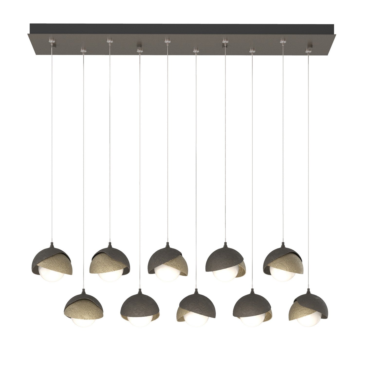 Hubbardton Forge - 131205-SKT-STND-07-84-GG0711 - Brooklyn 10-Light Double Shade Pendant - Brooklyn - Dark Smoke