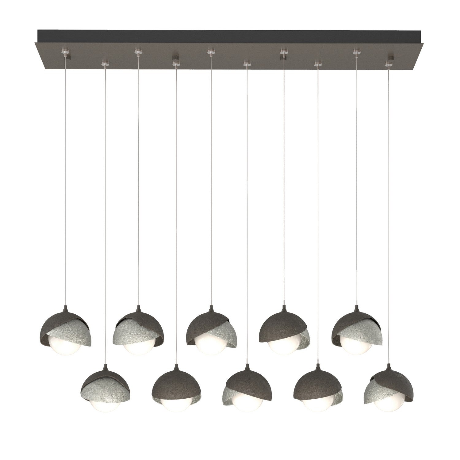 Hubbardton Forge - 131205-SKT-STND-07-85-GG0711 - Brooklyn 10-Light Double Shade Pendant - Brooklyn - Dark Smoke