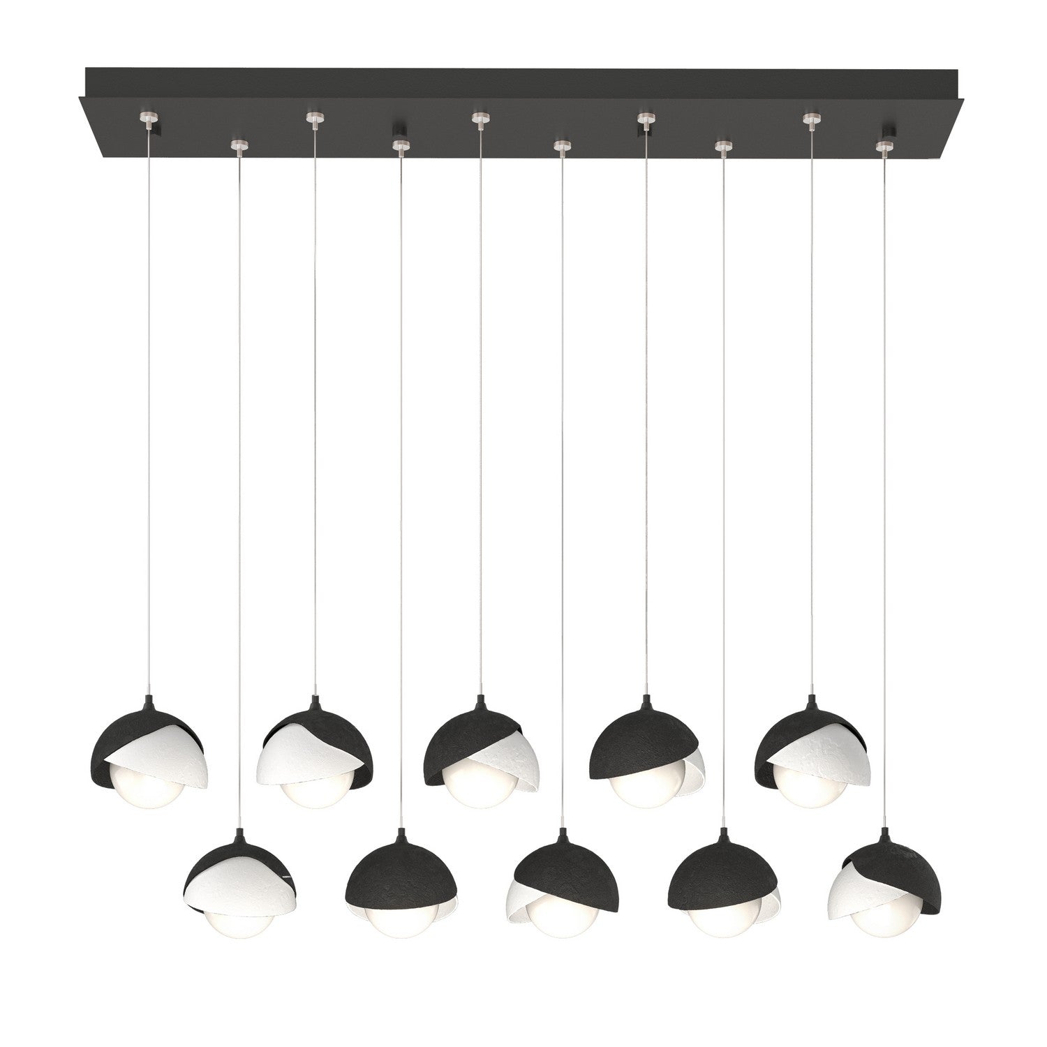 Hubbardton Forge - 131205-SKT-STND-10-02-GG0711 - Brooklyn 10-Light Double Shade Pendant - Brooklyn - Black