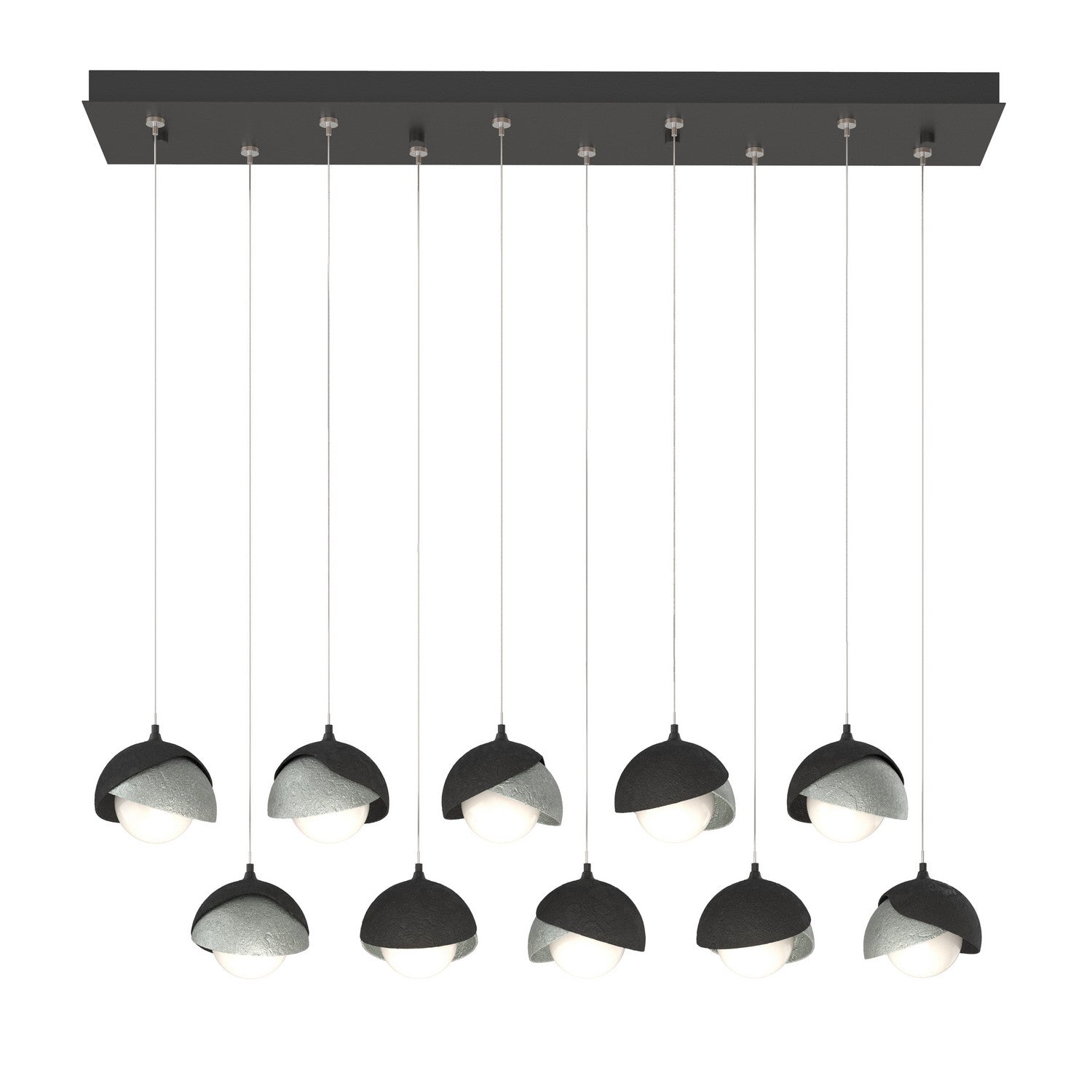 Hubbardton Forge - 131205-SKT-STND-10-82-GG0711 - Brooklyn 10-Light Double Shade Pendant - Brooklyn - Black