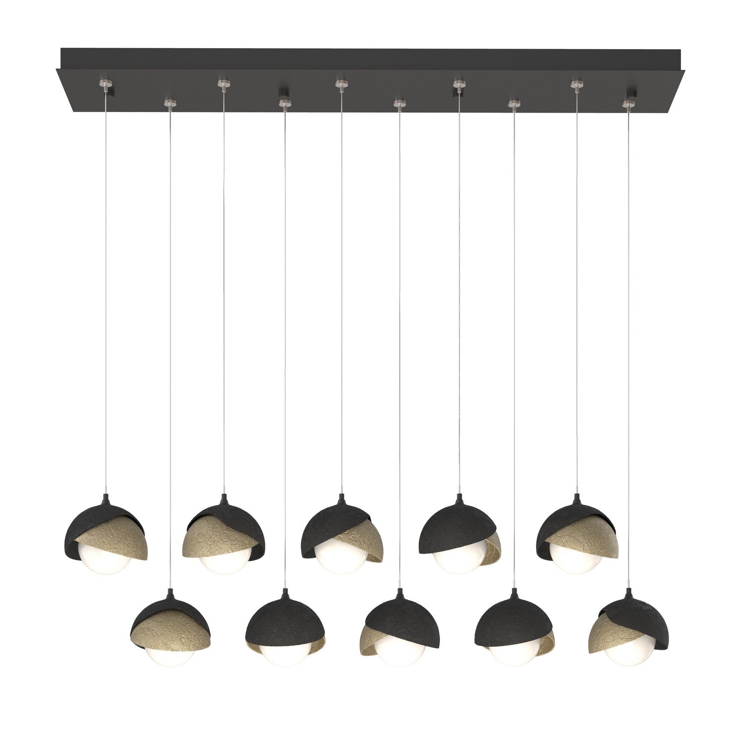 Hubbardton Forge - 131205-SKT-STND-10-84-GG0711 - Brooklyn 10-Light Double Shade Pendant - Brooklyn - Black