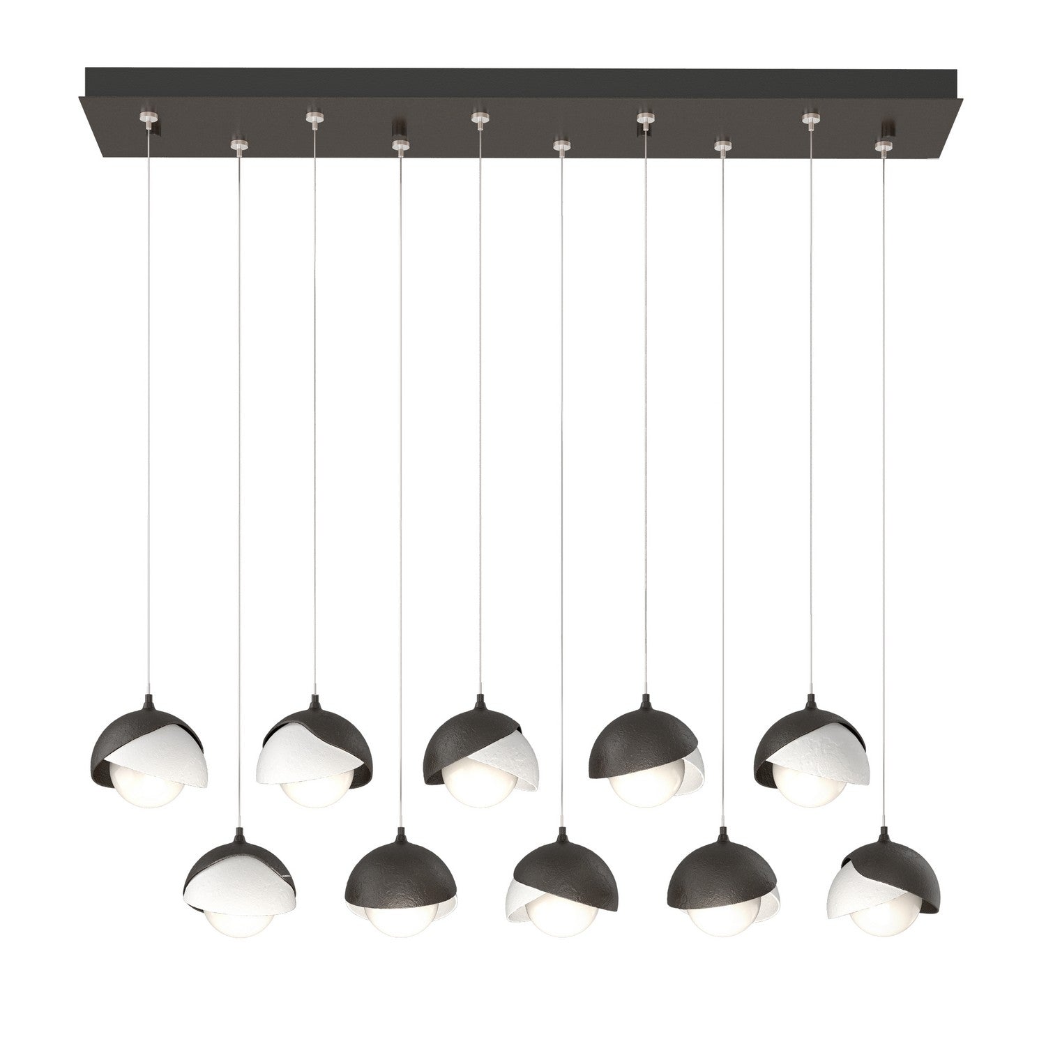 Hubbardton Forge - 131205-SKT-STND-14-02-GG0711 - Brooklyn 10-Light Double Shade Pendant - Brooklyn - Oil Rubbed Bronze
