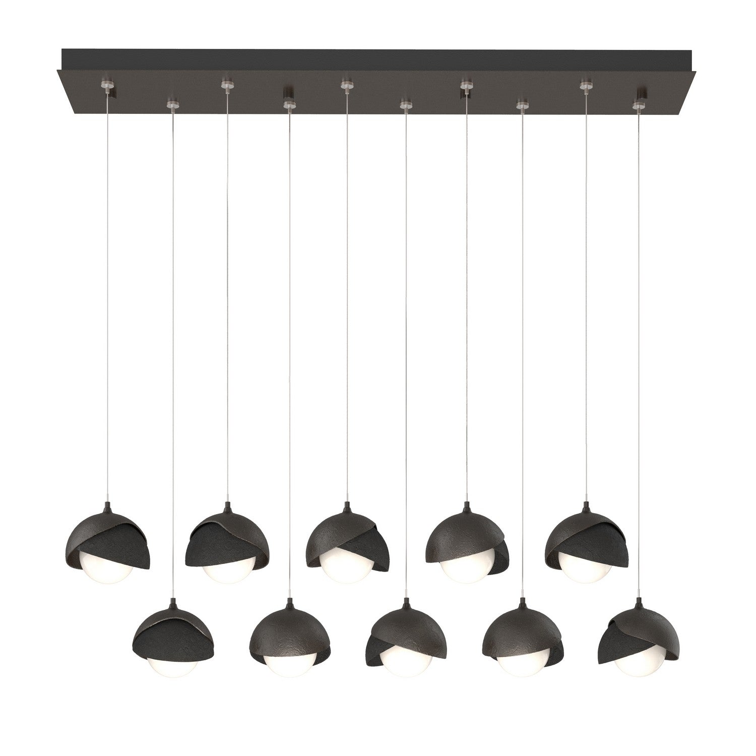 Hubbardton Forge - 131205-SKT-STND-14-10-GG0711 - Brooklyn 10-Light Double Shade Pendant - Brooklyn - Oil Rubbed Bronze