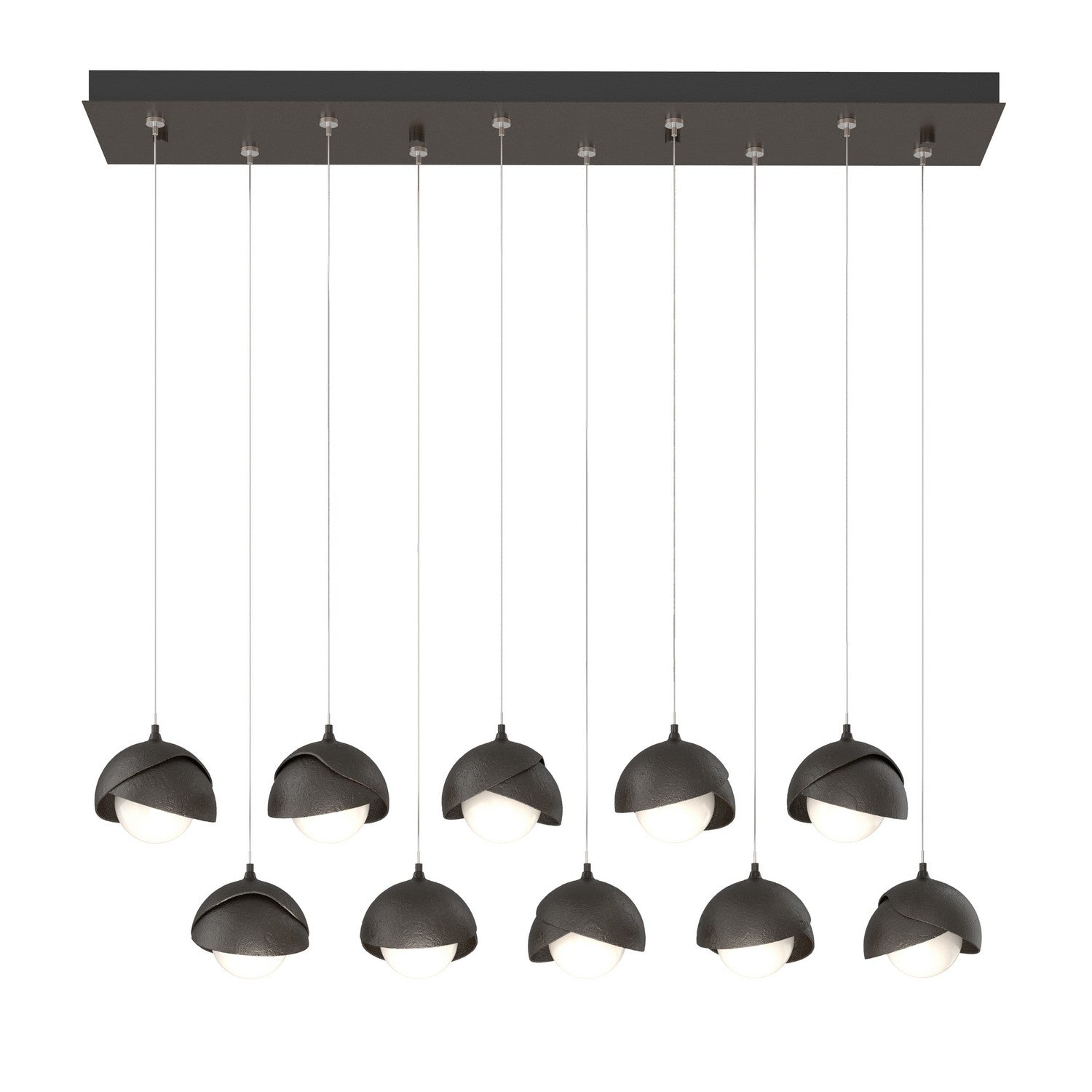 Hubbardton Forge - 131205-SKT-STND-14-14-GG0711 - Brooklyn 10-Light Double Shade Pendant - Brooklyn - Oil Rubbed Bronze