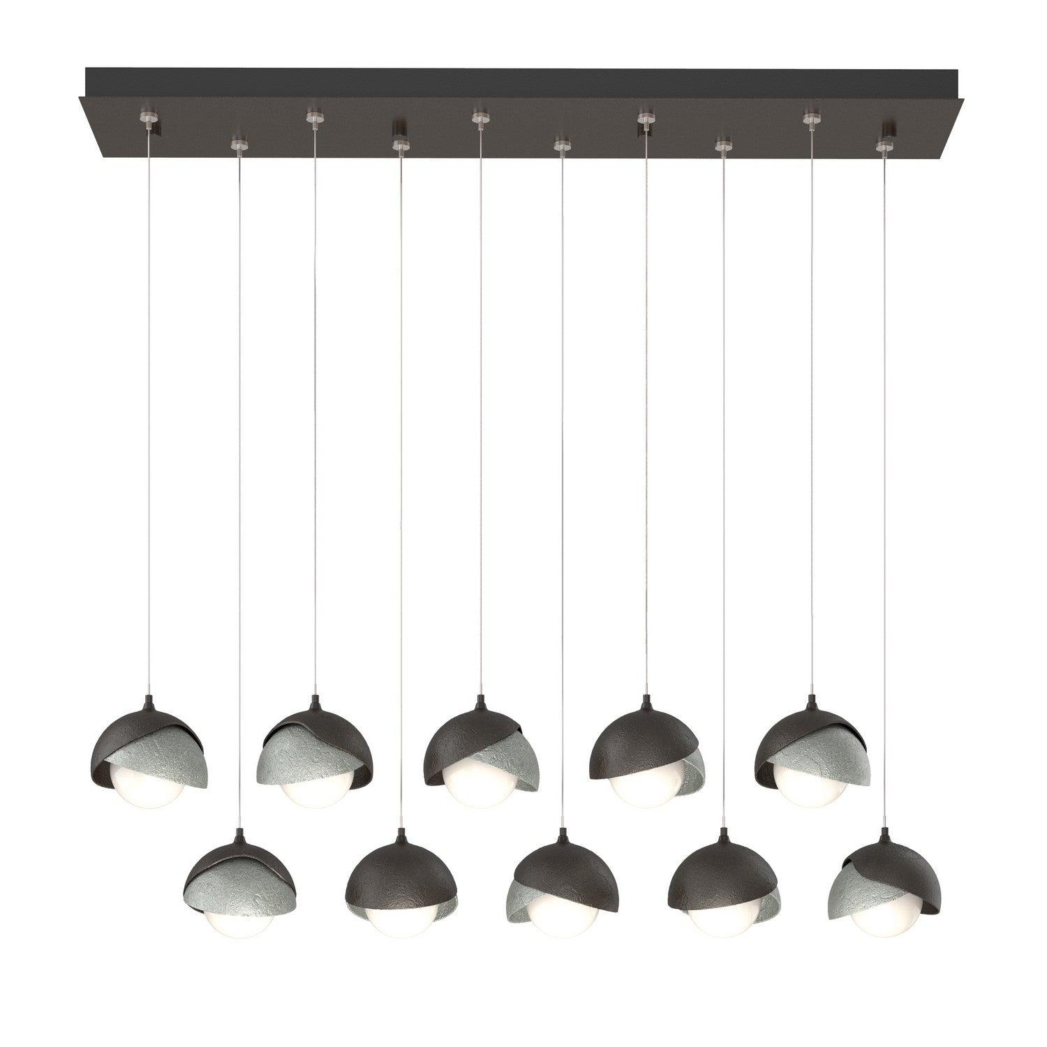 Hubbardton Forge - 131205-SKT-STND-14-82-GG0711 - Brooklyn 10-Light Double Shade Pendant - Brooklyn - Oil Rubbed Bronze
