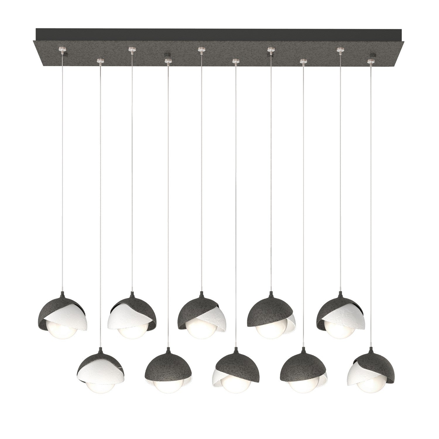 Hubbardton Forge - 131205-SKT-STND-20-02-GG0711 - Brooklyn 10-Light Double Shade Pendant - Brooklyn - Natural Iron