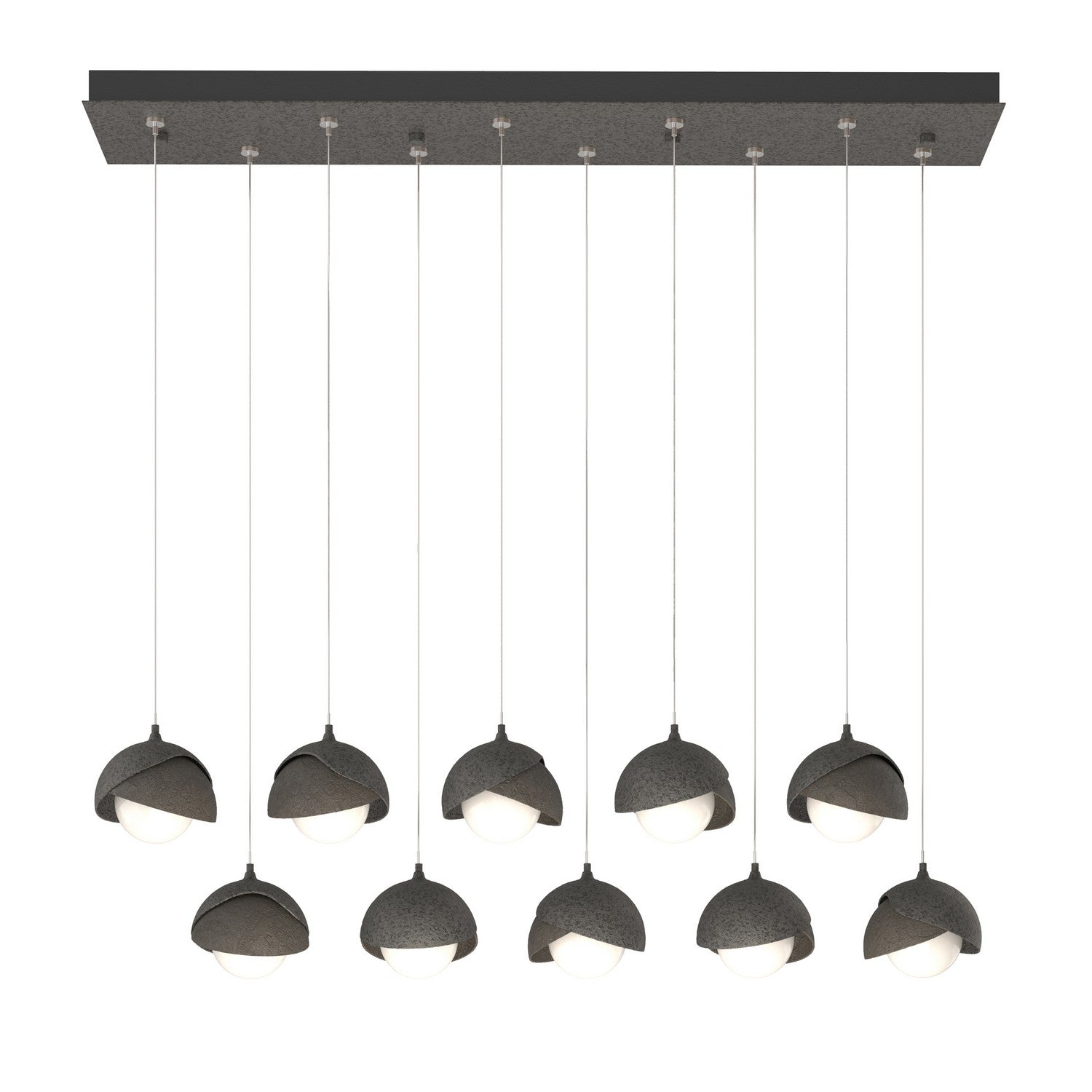 Hubbardton Forge - 131205-SKT-STND-20-07-GG0711 - Brooklyn 10-Light Double Shade Pendant - Brooklyn - Natural Iron