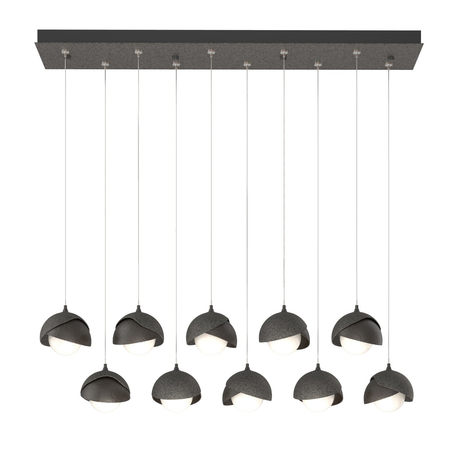 Hubbardton Forge - 131205-SKT-STND-20-14-GG0711 - Brooklyn 10-Light Double Shade Pendant - Brooklyn - Natural Iron