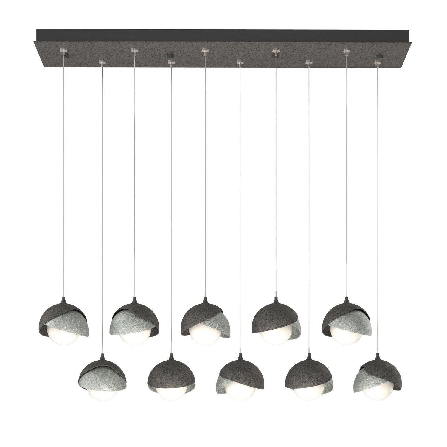 Hubbardton Forge - 131205-SKT-STND-20-82-GG0711 - Brooklyn 10-Light Double Shade Pendant - Brooklyn - Natural Iron