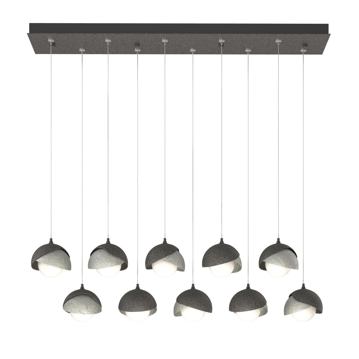 Hubbardton Forge - 131205-SKT-STND-20-85-GG0711 - Brooklyn 10-Light Double Shade Pendant - Brooklyn - Natural Iron
