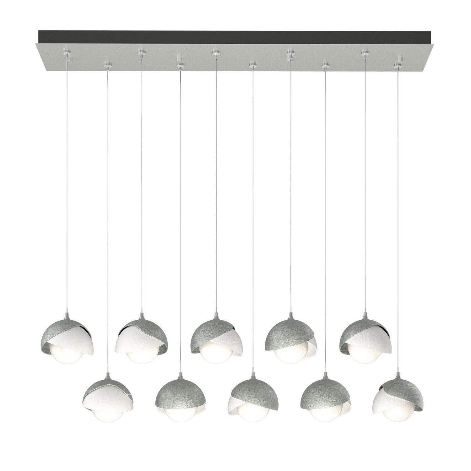 Hubbardton Forge - 131205-SKT-STND-82-02-GG0711 - Brooklyn 10-Light Double Shade Pendant - Brooklyn - Vintage Platinum