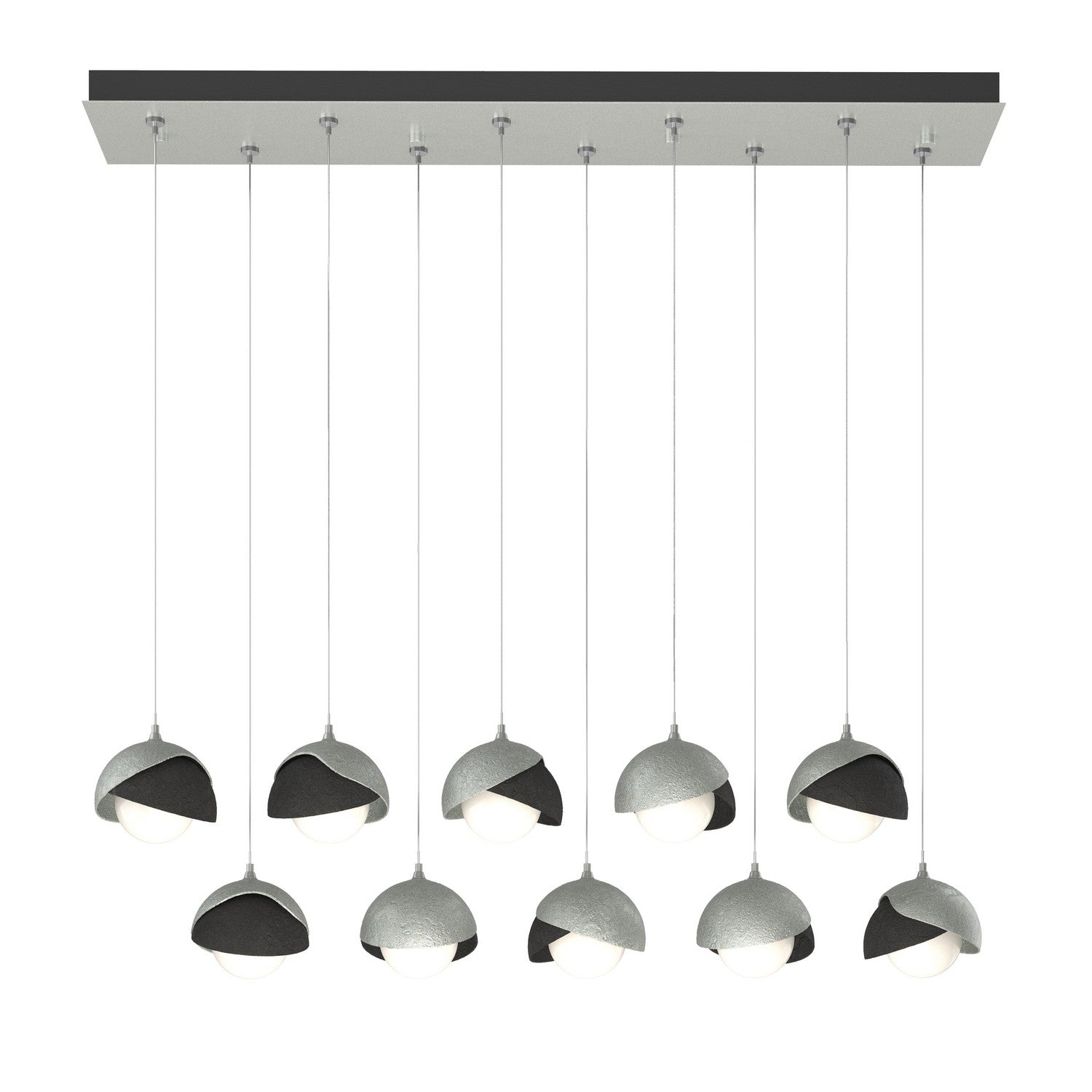Hubbardton Forge - 131205-SKT-STND-82-10-GG0711 - Brooklyn 10-Light Double Shade Pendant - Brooklyn - Vintage Platinum