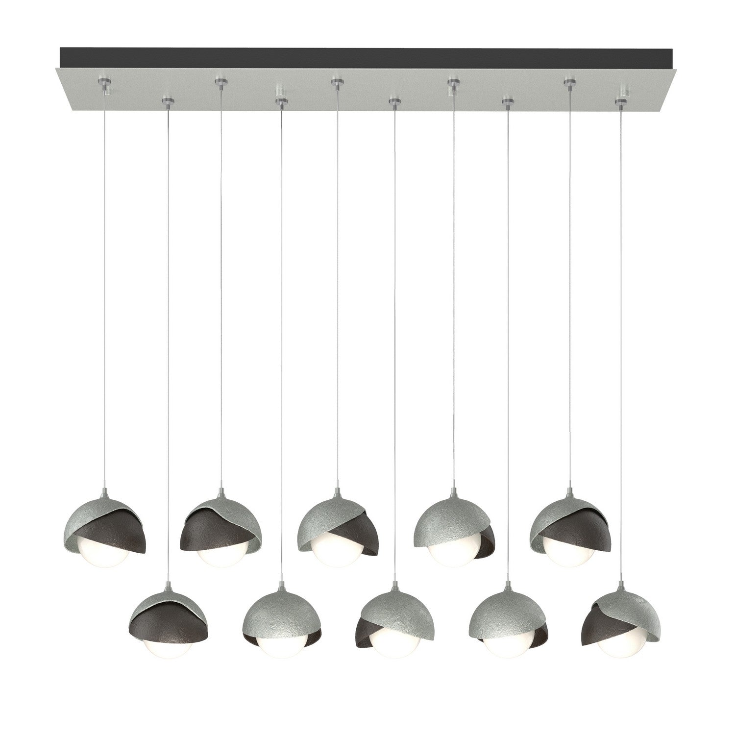 Hubbardton Forge - 131205-SKT-STND-82-14-GG0711 - Brooklyn 10-Light Double Shade Pendant - Brooklyn - Vintage Platinum