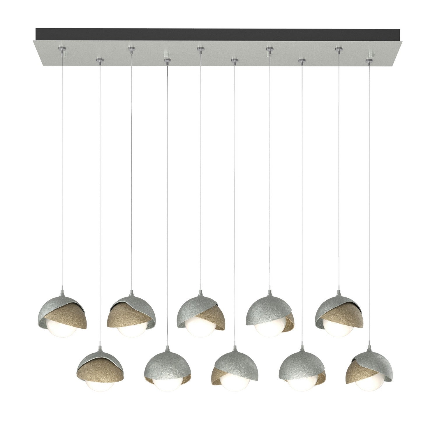 Hubbardton Forge - 131205-SKT-STND-82-84-GG0711 - Brooklyn 10-Light Double Shade Pendant - Brooklyn - Vintage Platinum