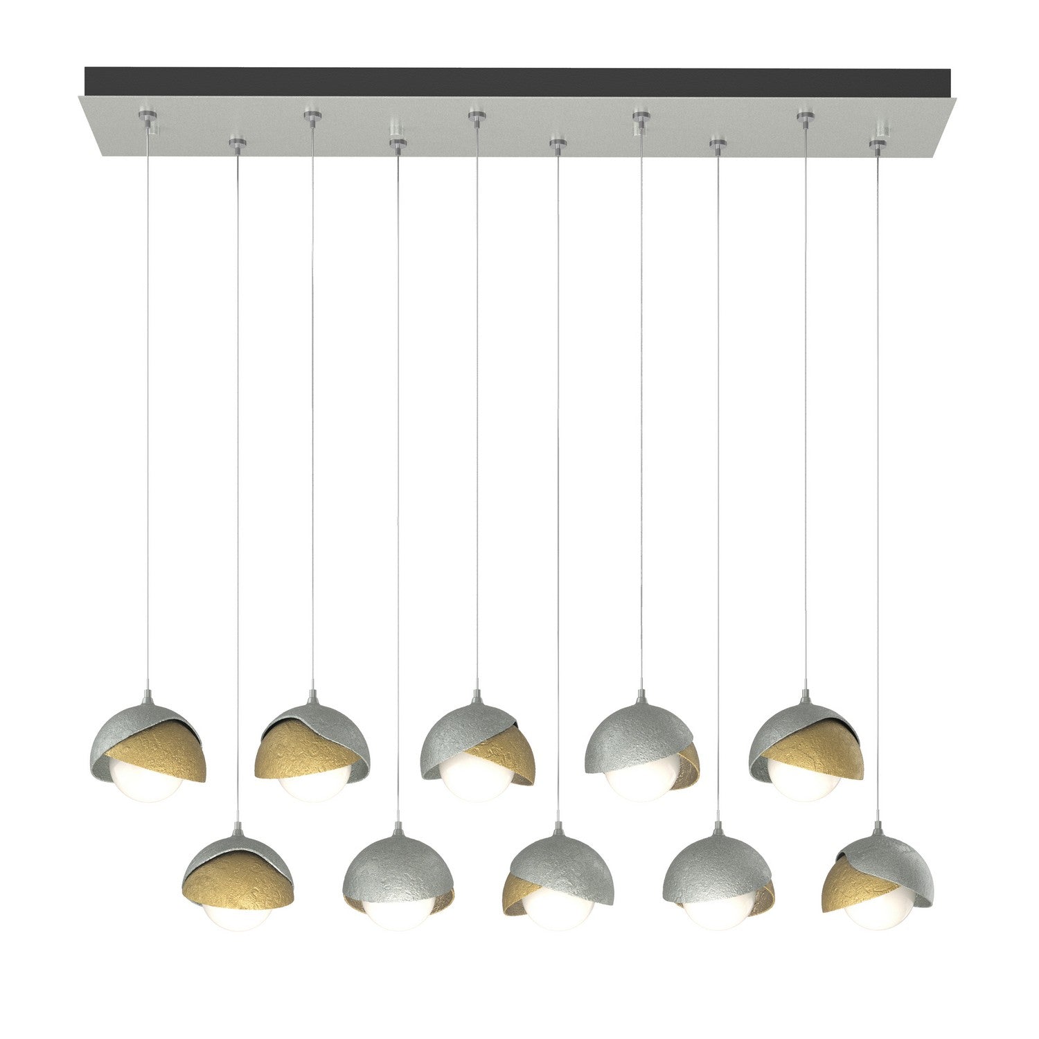 Hubbardton Forge - 131205-SKT-STND-82-86-GG0711 - Brooklyn 10-Light Double Shade Pendant - Brooklyn - Vintage Platinum