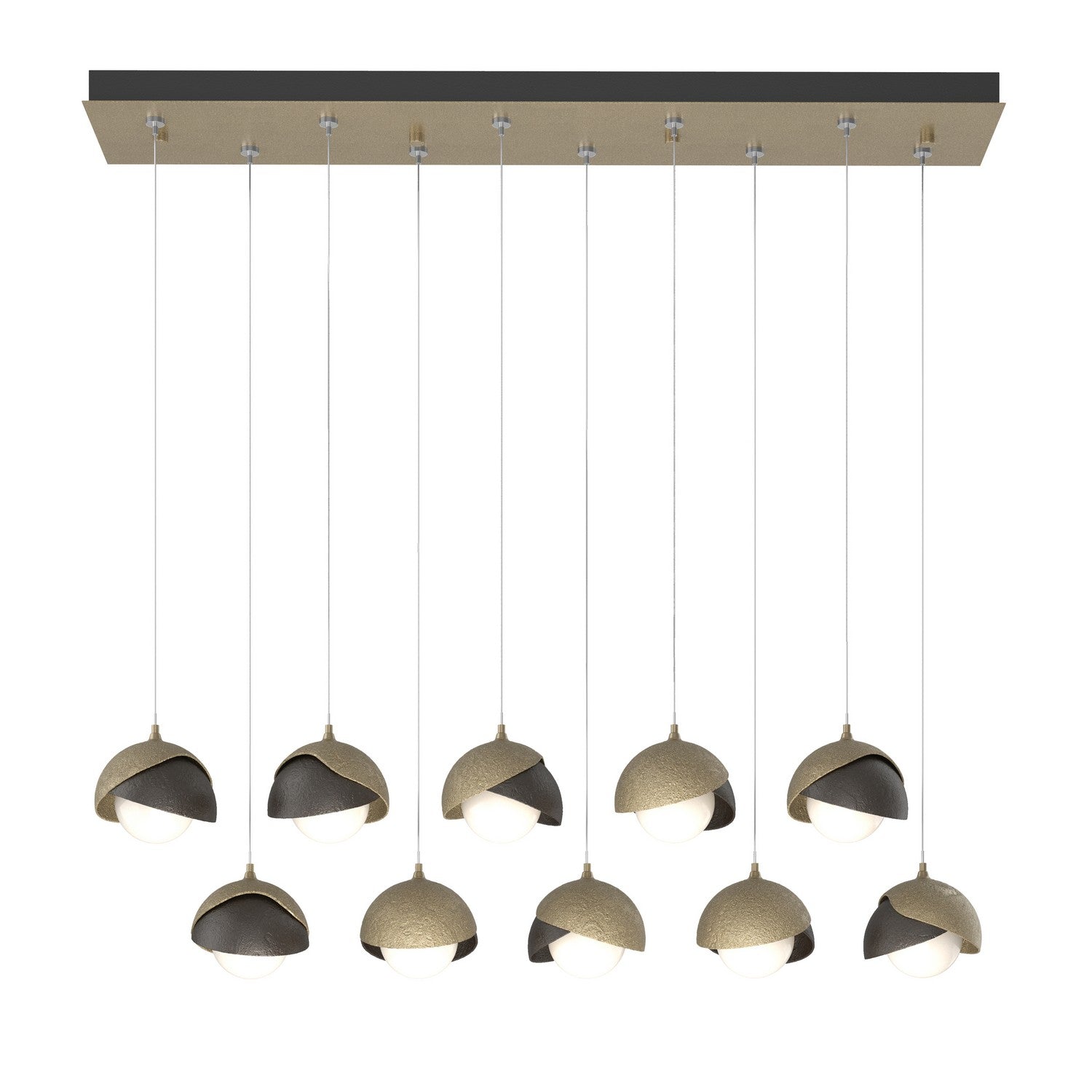 Hubbardton Forge - 131205-SKT-STND-84-14-GG0711 - Brooklyn 10-Light Double Shade Pendant - Brooklyn - Soft Gold