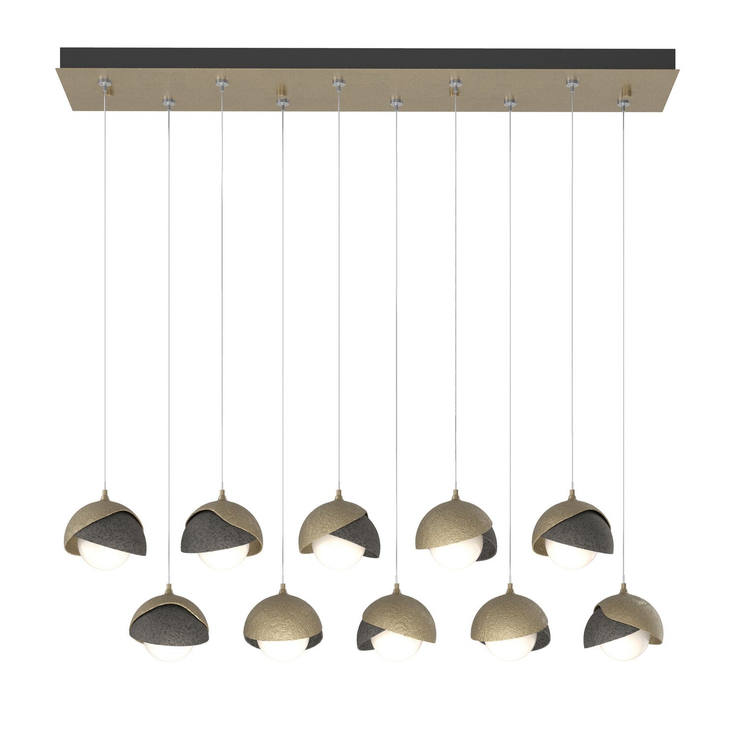 Hubbardton Forge - 131205-SKT-STND-84-20-GG0711 - Brooklyn 10-Light Double Shade Pendant - Brooklyn - Soft Gold