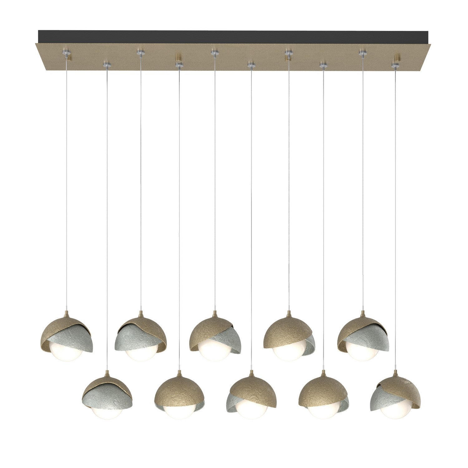 Hubbardton Forge - 131205-SKT-STND-84-82-GG0711 - Brooklyn 10-Light Double Shade Pendant - Brooklyn - Soft Gold